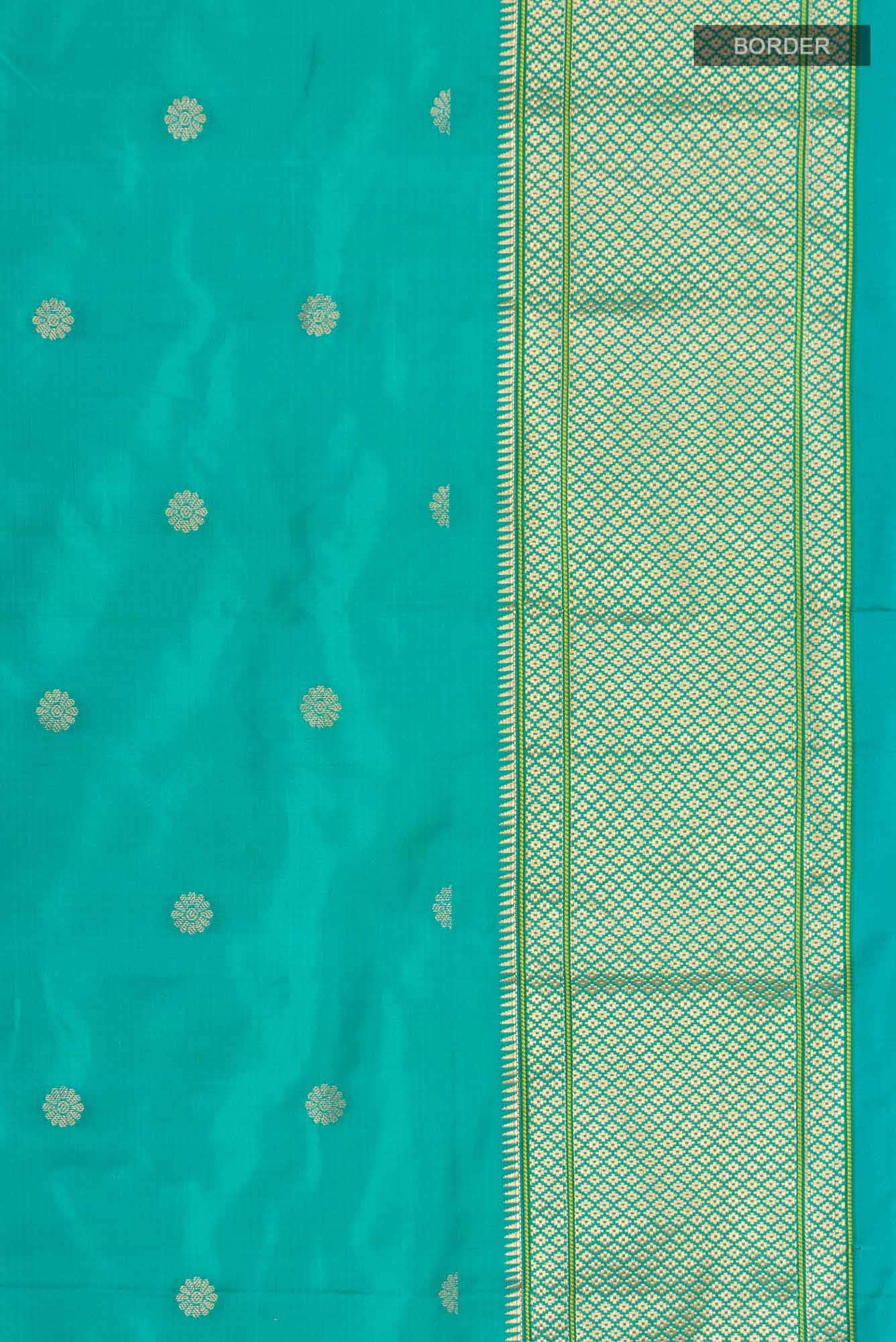 Turquoise Blended Bangalore Silk Saree