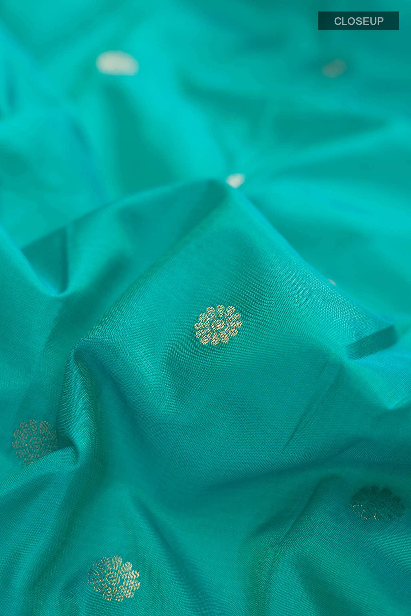 Turquoise Blended Bangalore Silk Saree