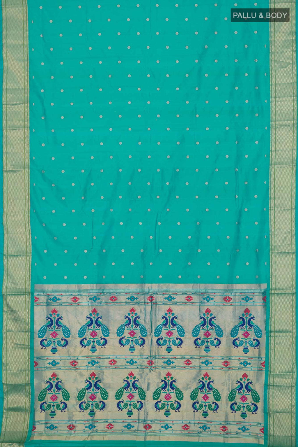 Turquoise Blended Bangalore Silk Saree