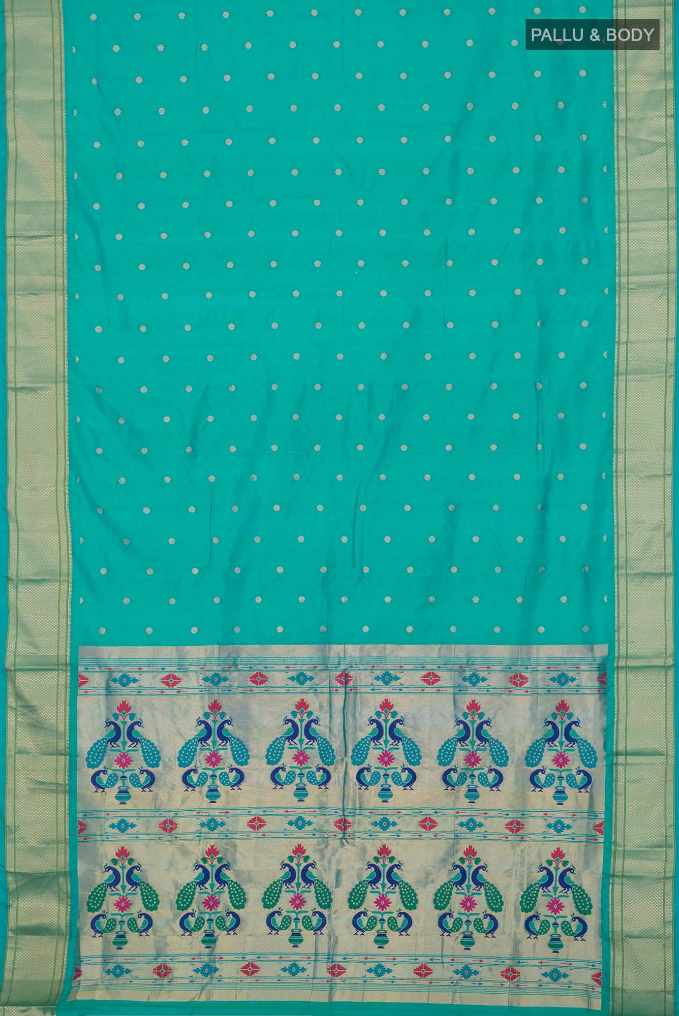 Turquoise Blended Bangalore Silk Saree