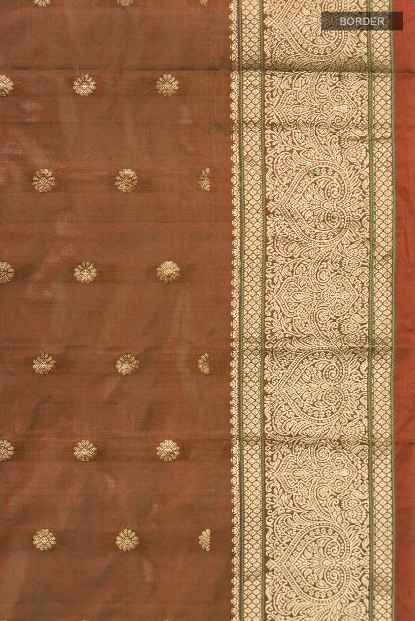 Green with Orange Dual Tone Blended Bangalore Silk Saree