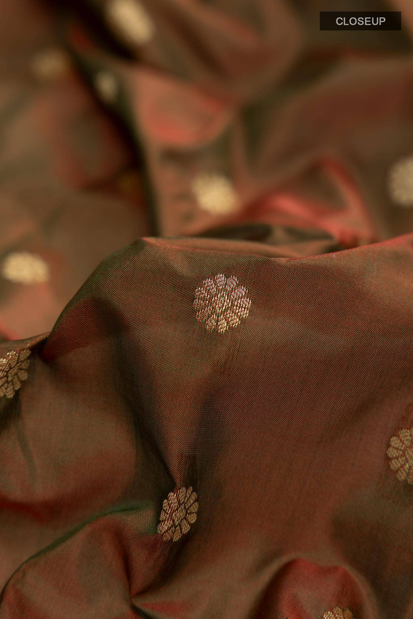 Green with Orange Dual Tone Blended Bangalore Silk Saree