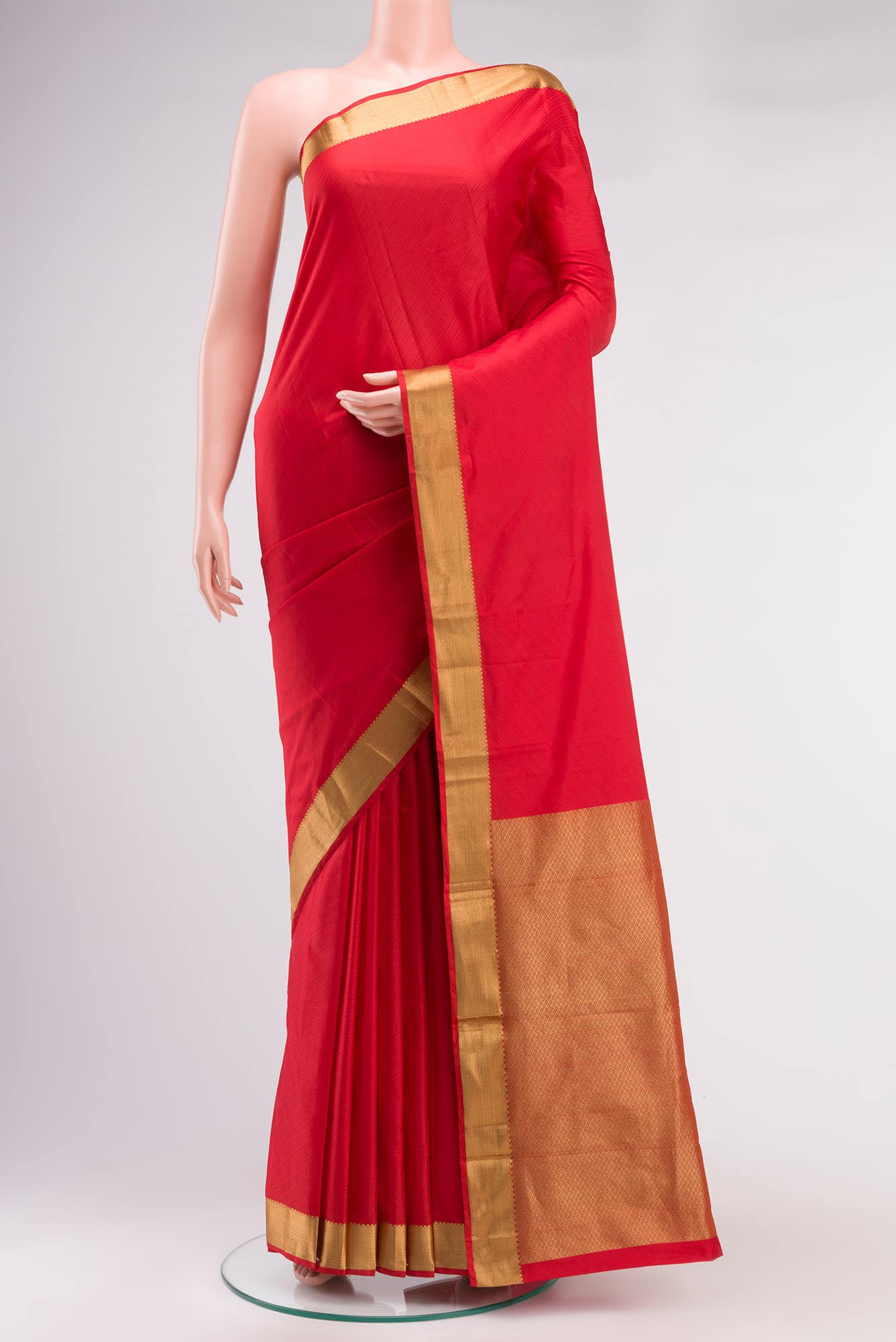 Red Blended Bangalore Silk Saree