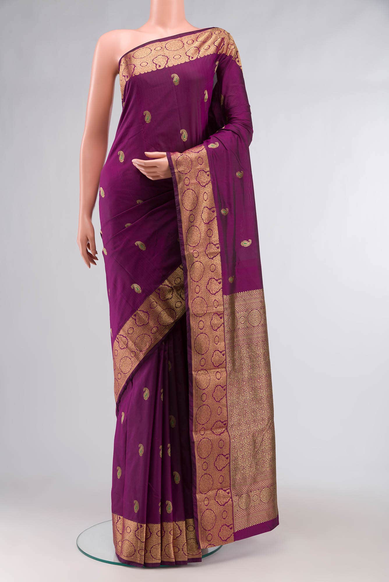 Purple Blended Bangalore Silk Saree