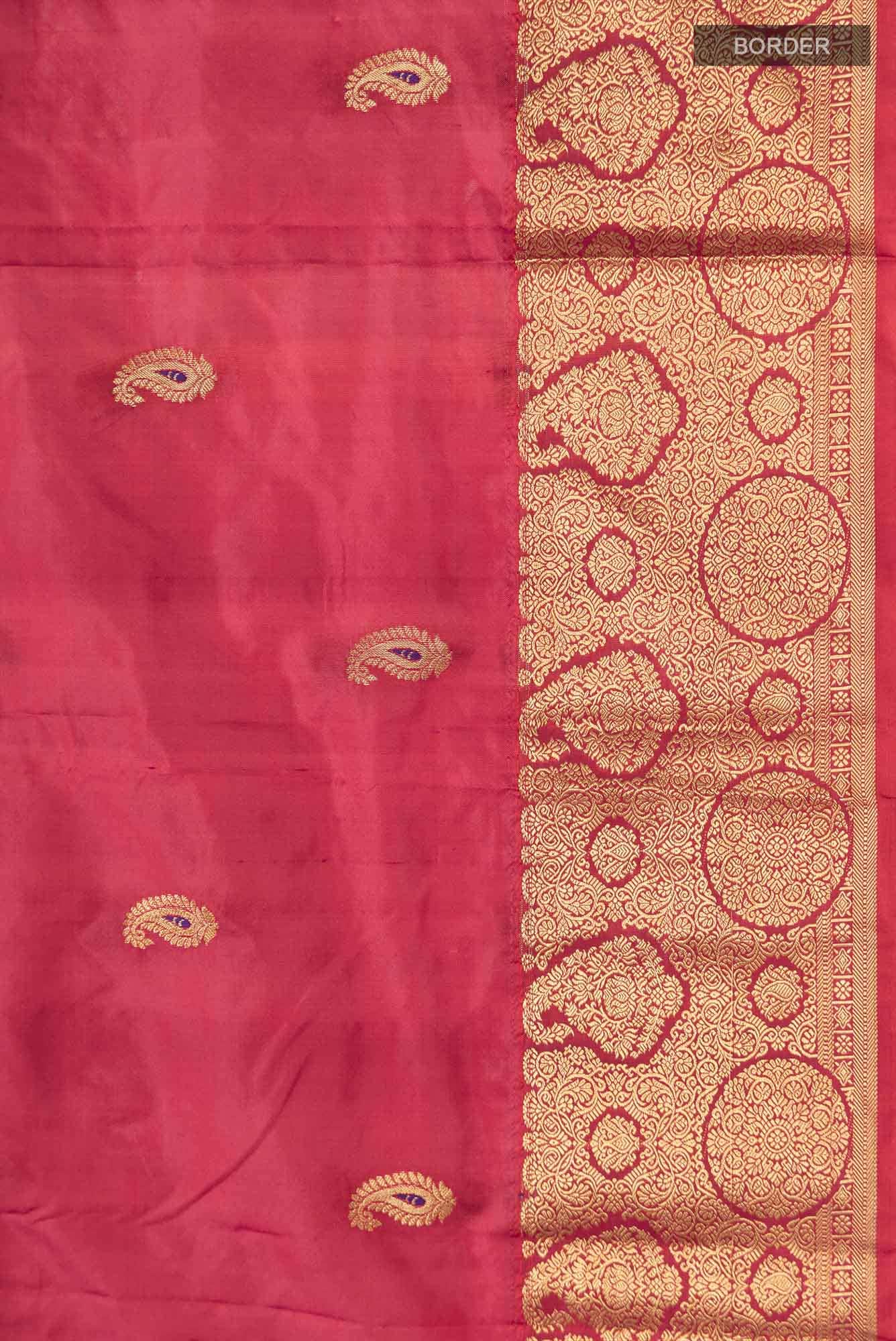 Dark Pink Blended Bangalore Silk Saree