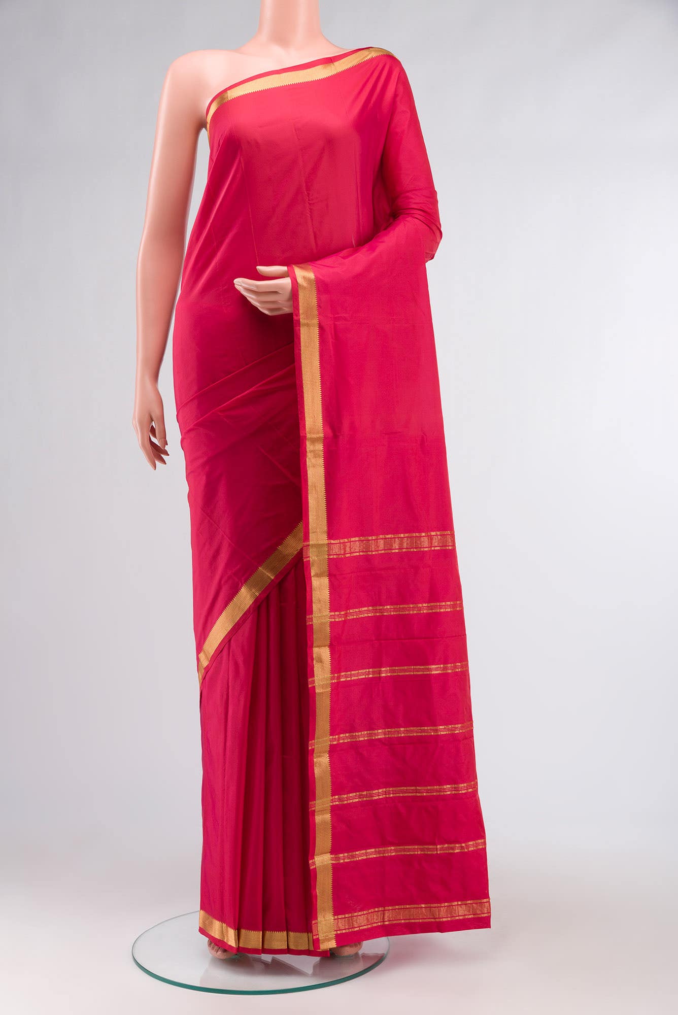 Pink with Red Dual Tone Blended Bangalore Silk Saree