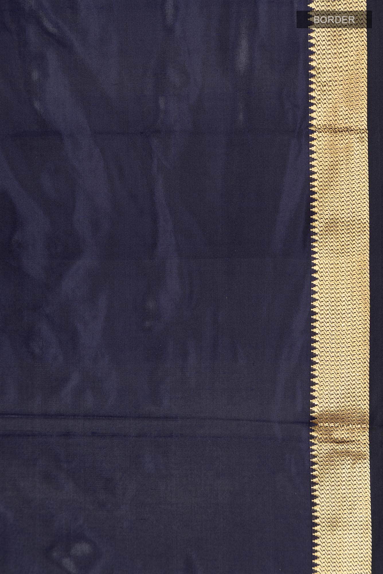 Navy Blue Blended Bangalore Silk Saree