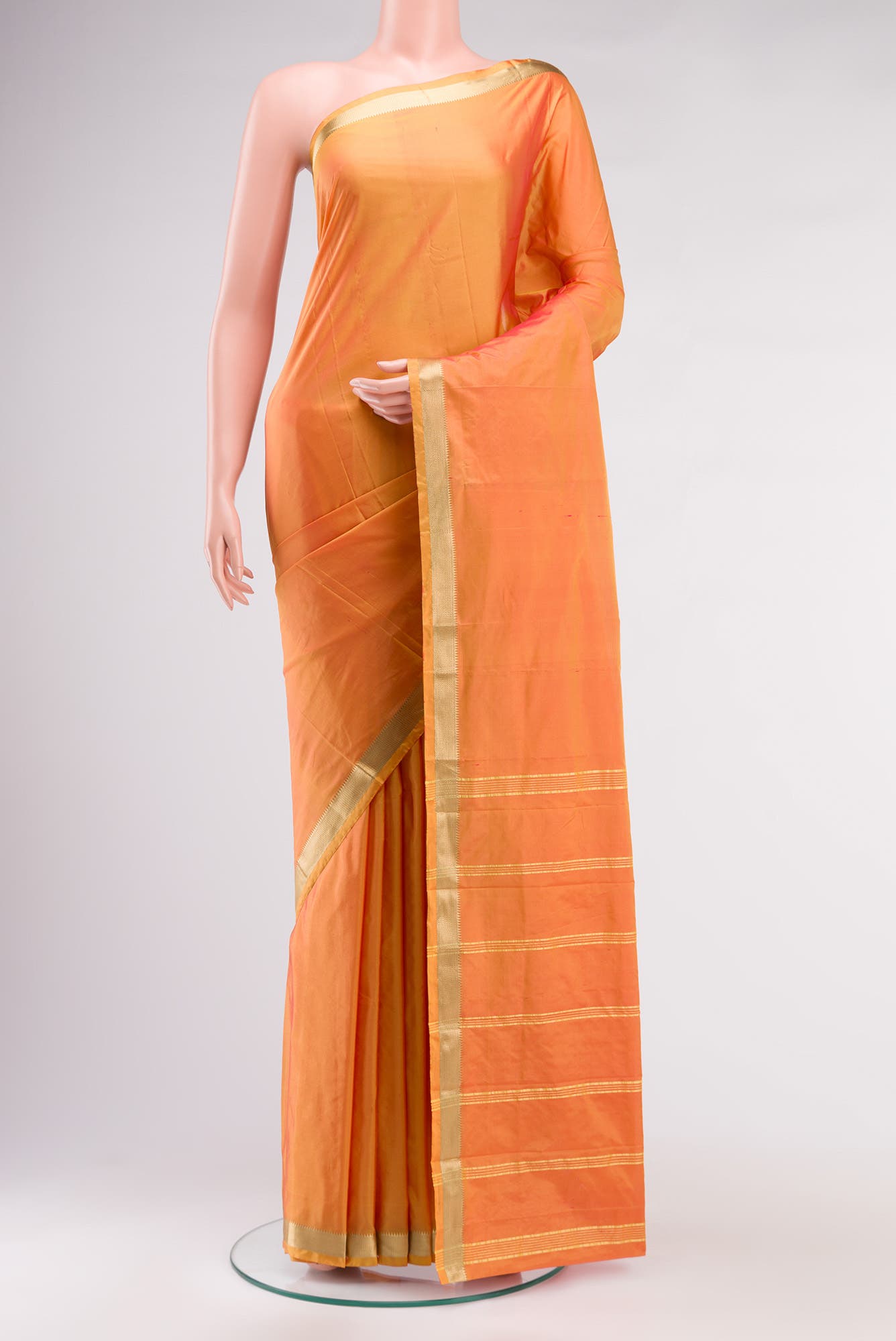 Orange Blended Bangalore Silk Saree