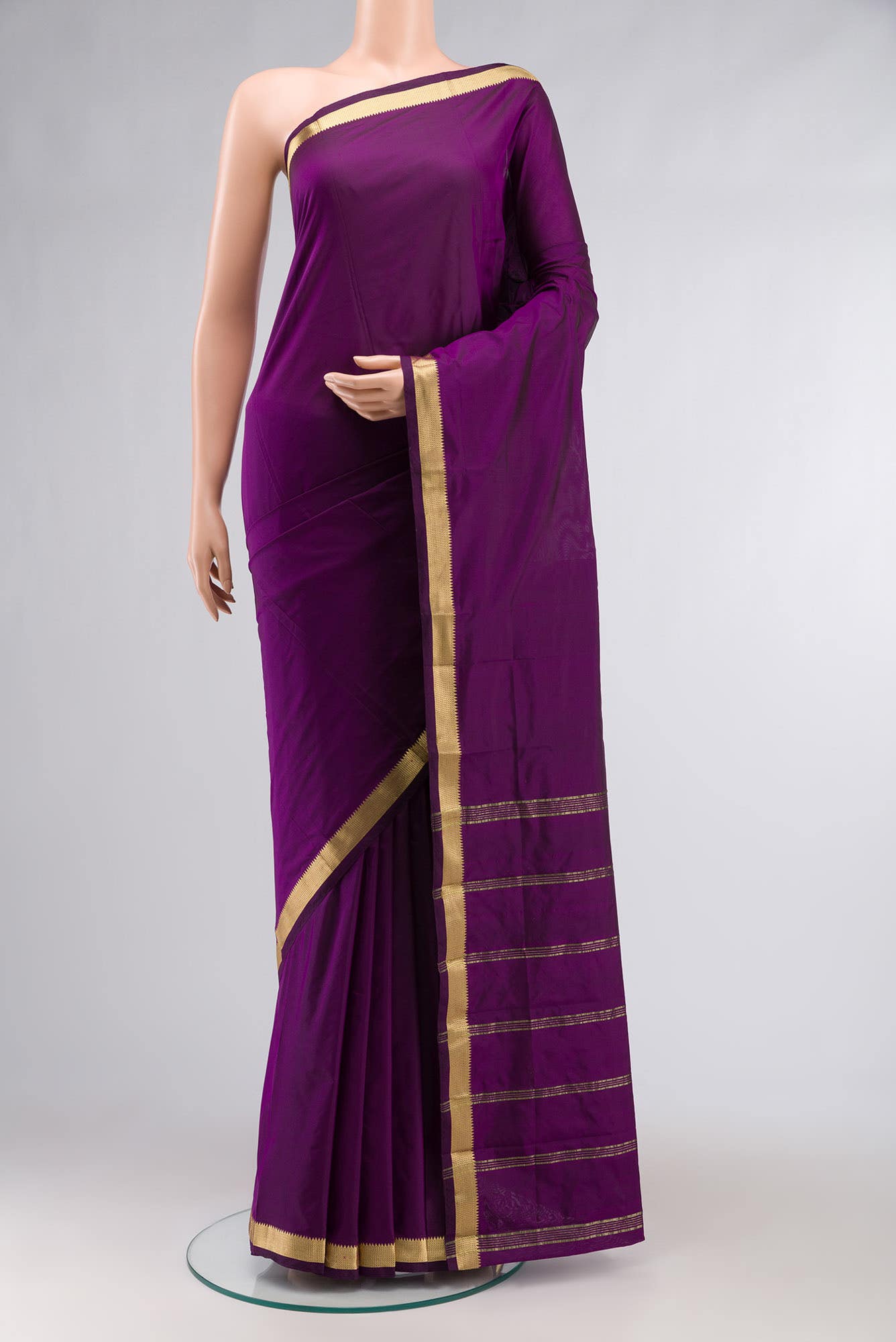 Purple Blended Bangalore Silk Saree