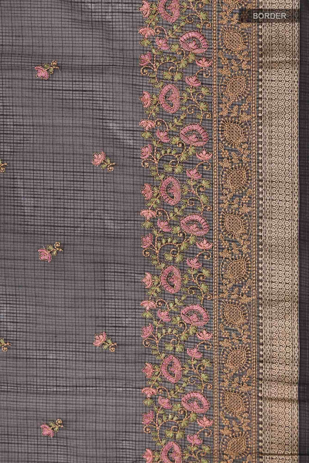 Black Blended Kota Cotton Saree