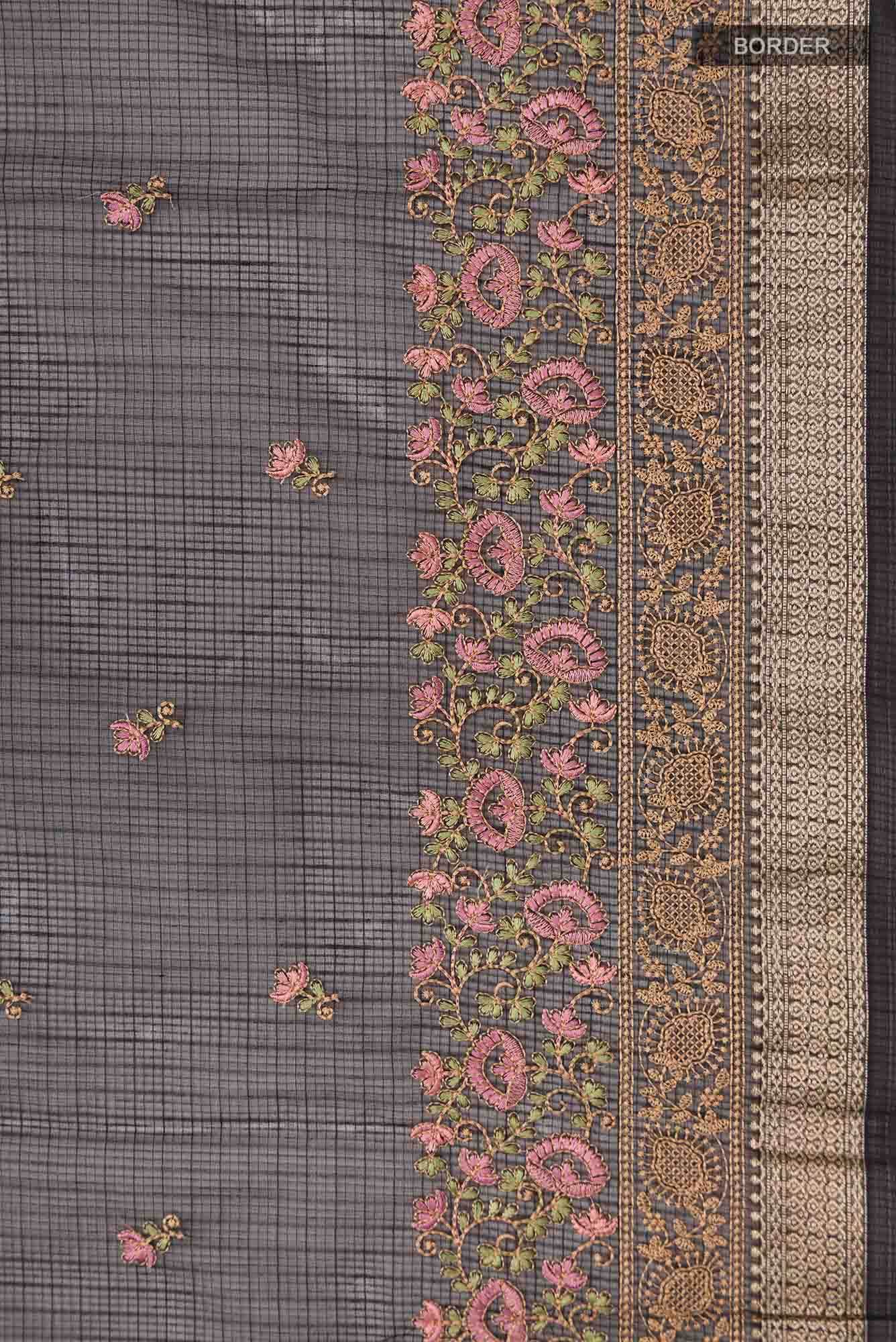 Black Blended Kota Cotton Saree