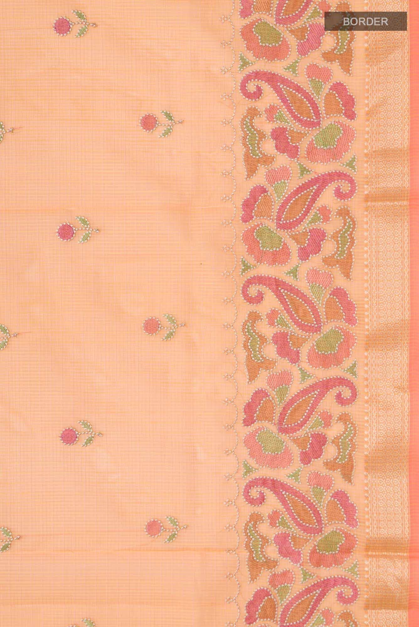 Orange Blended Kota Cotton Saree
