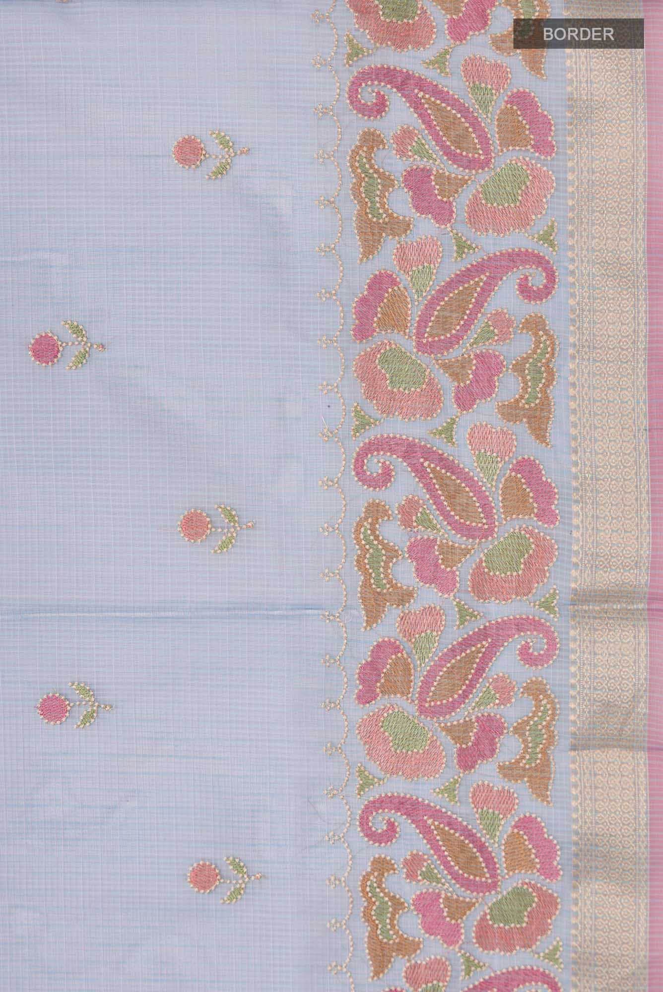 Blue Blended Kota Cotton Saree