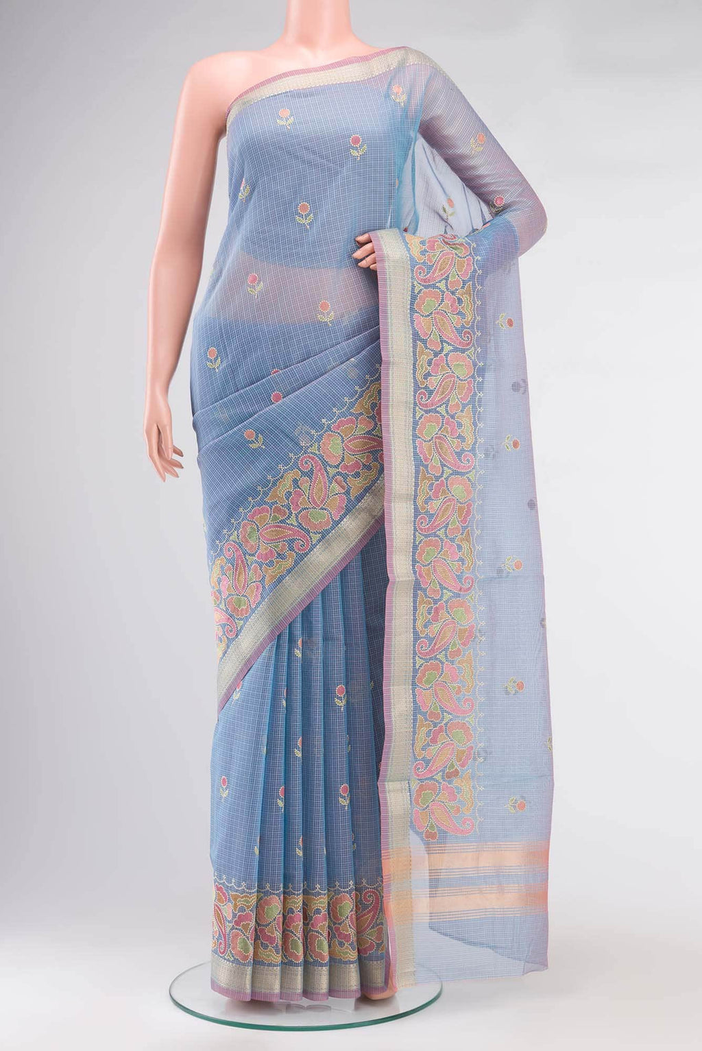 Blue Blended Kota Cotton Saree