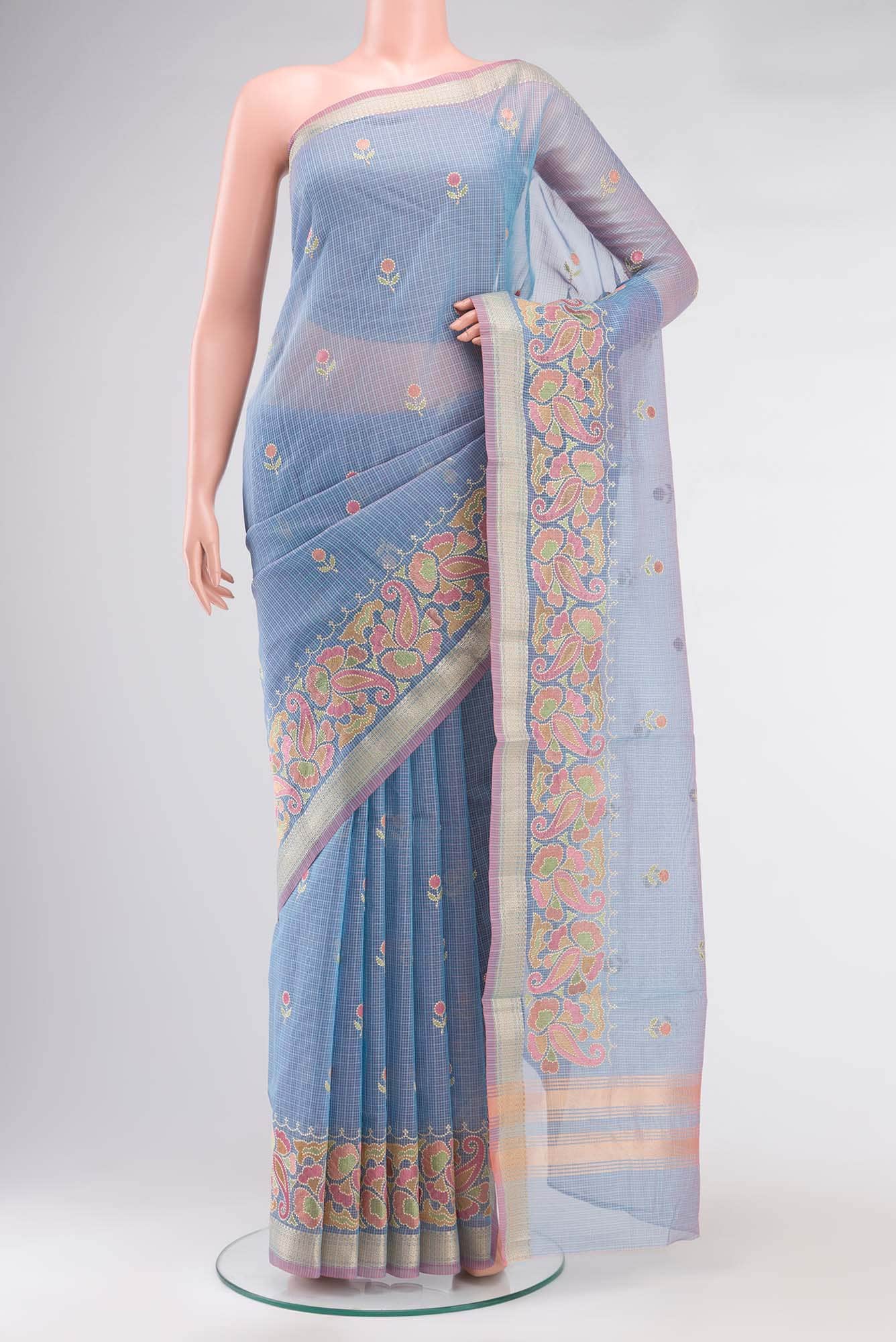 Blue Blended Kota Cotton Saree