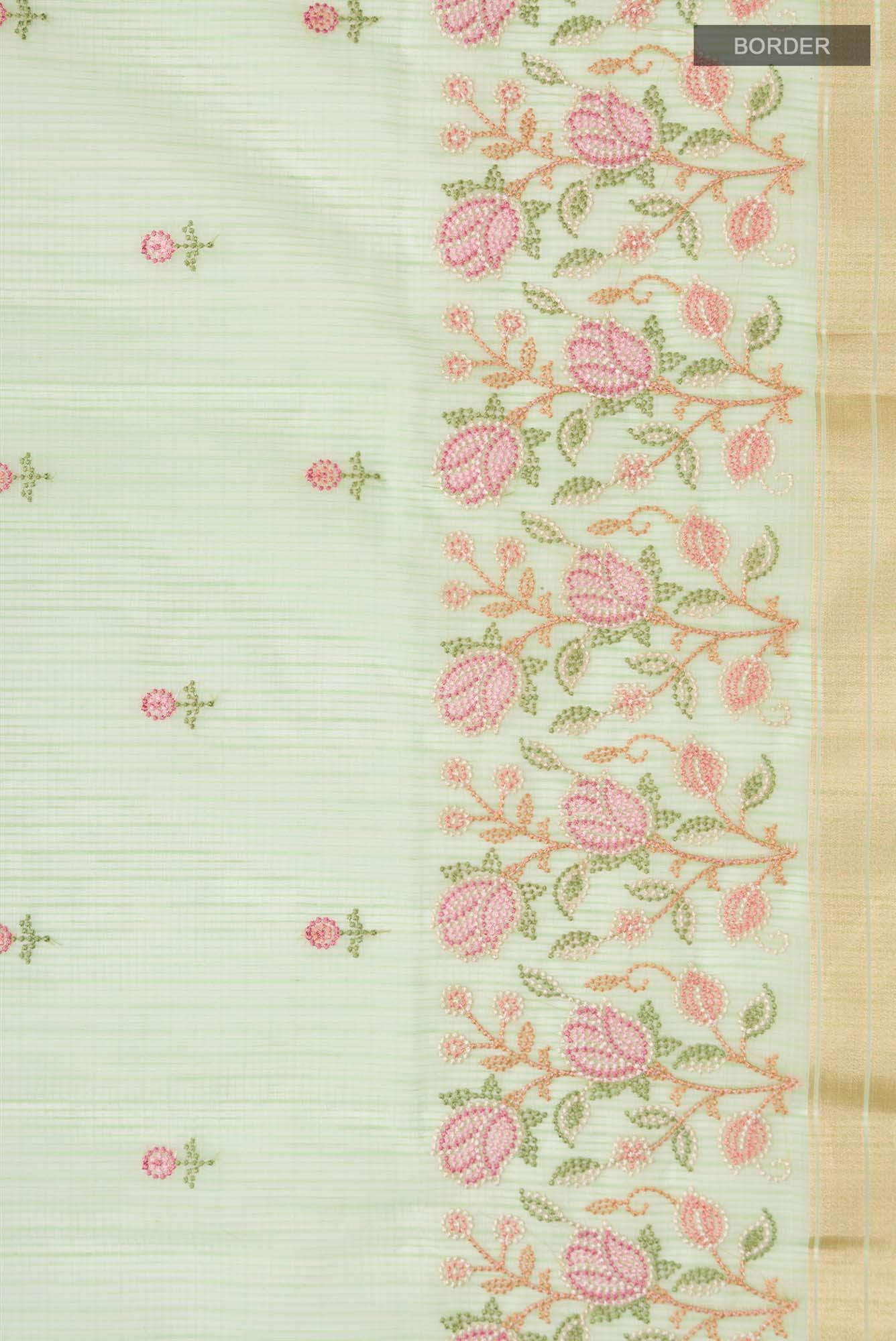 Green Blended Kota Cotton Saree