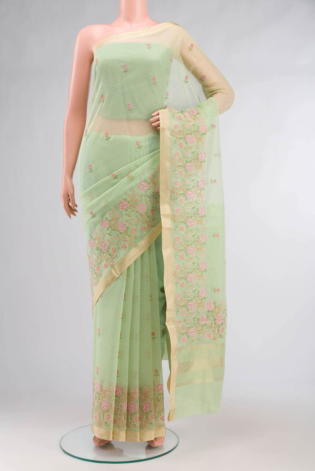 Green Blended Kota Cotton Saree