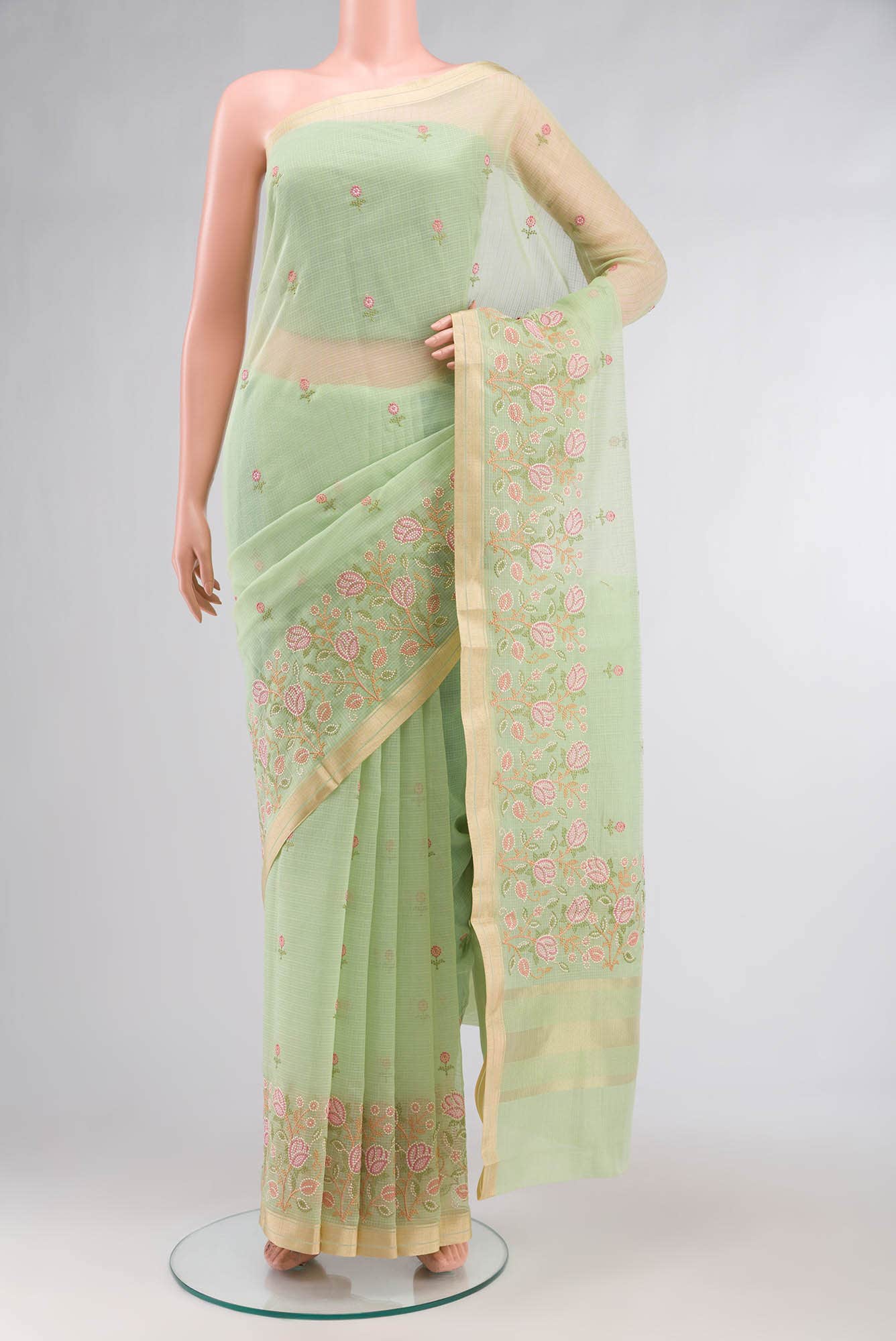 Green Blended Kota Cotton Saree