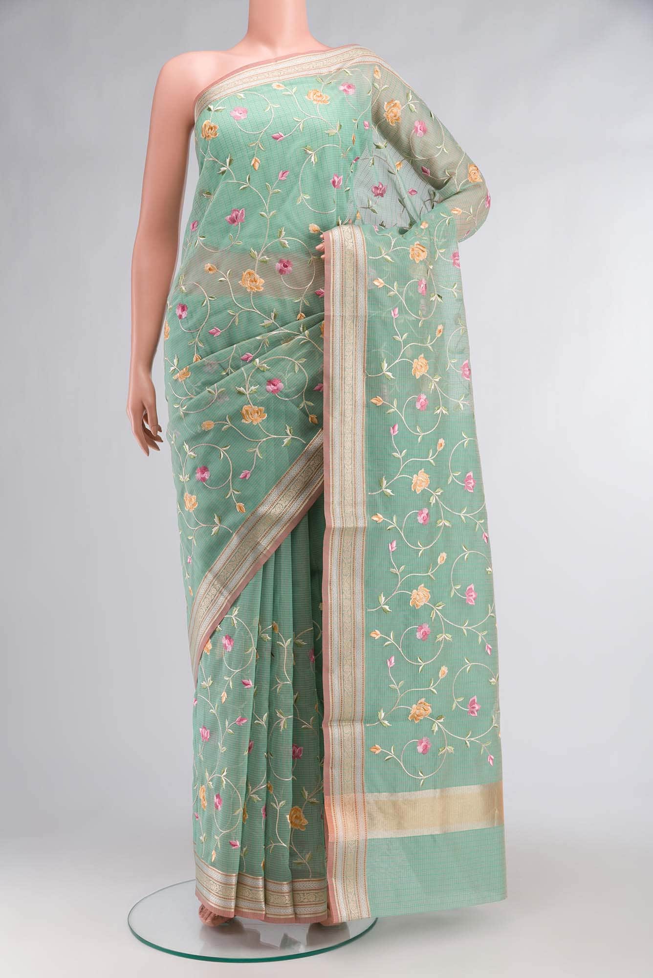 Green Blended Kota Cotton Saree
