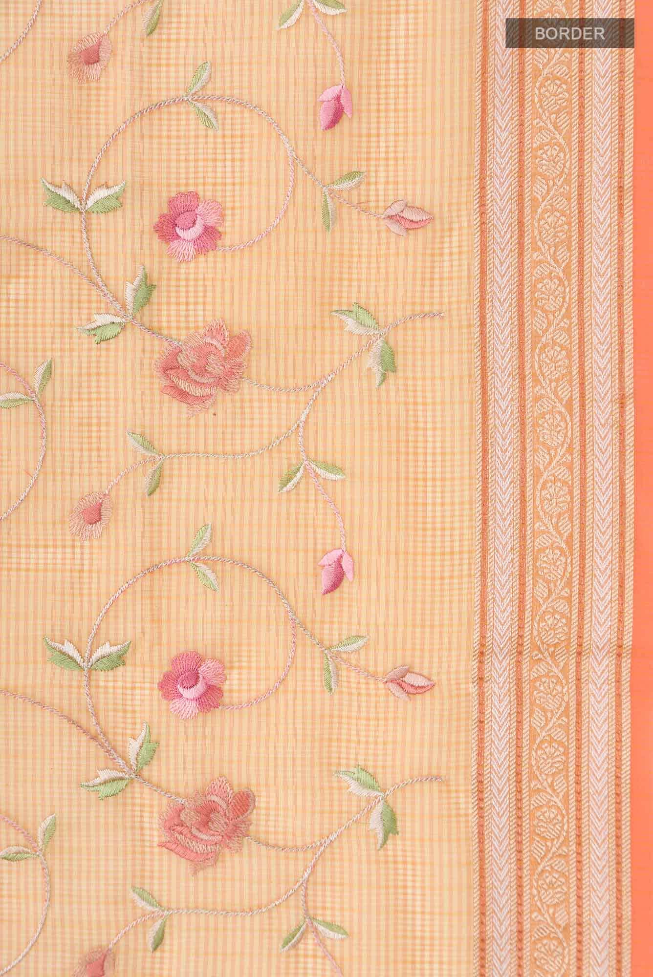 Orange Blended Kota Cotton Saree