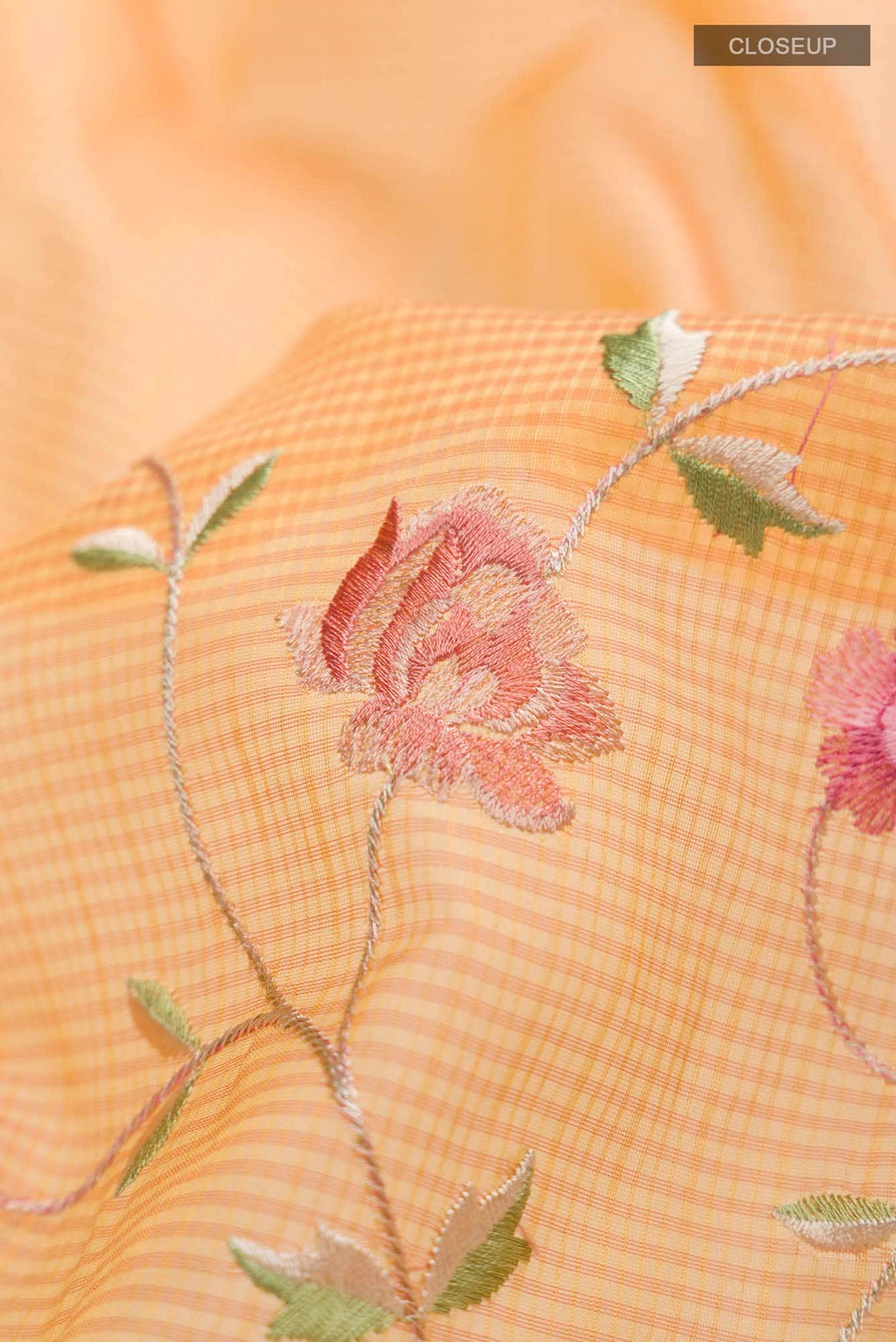 Orange Blended Kota Cotton Saree