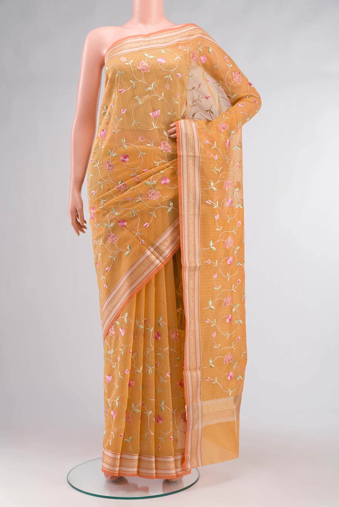 Orange Blended Kota Cotton Saree
