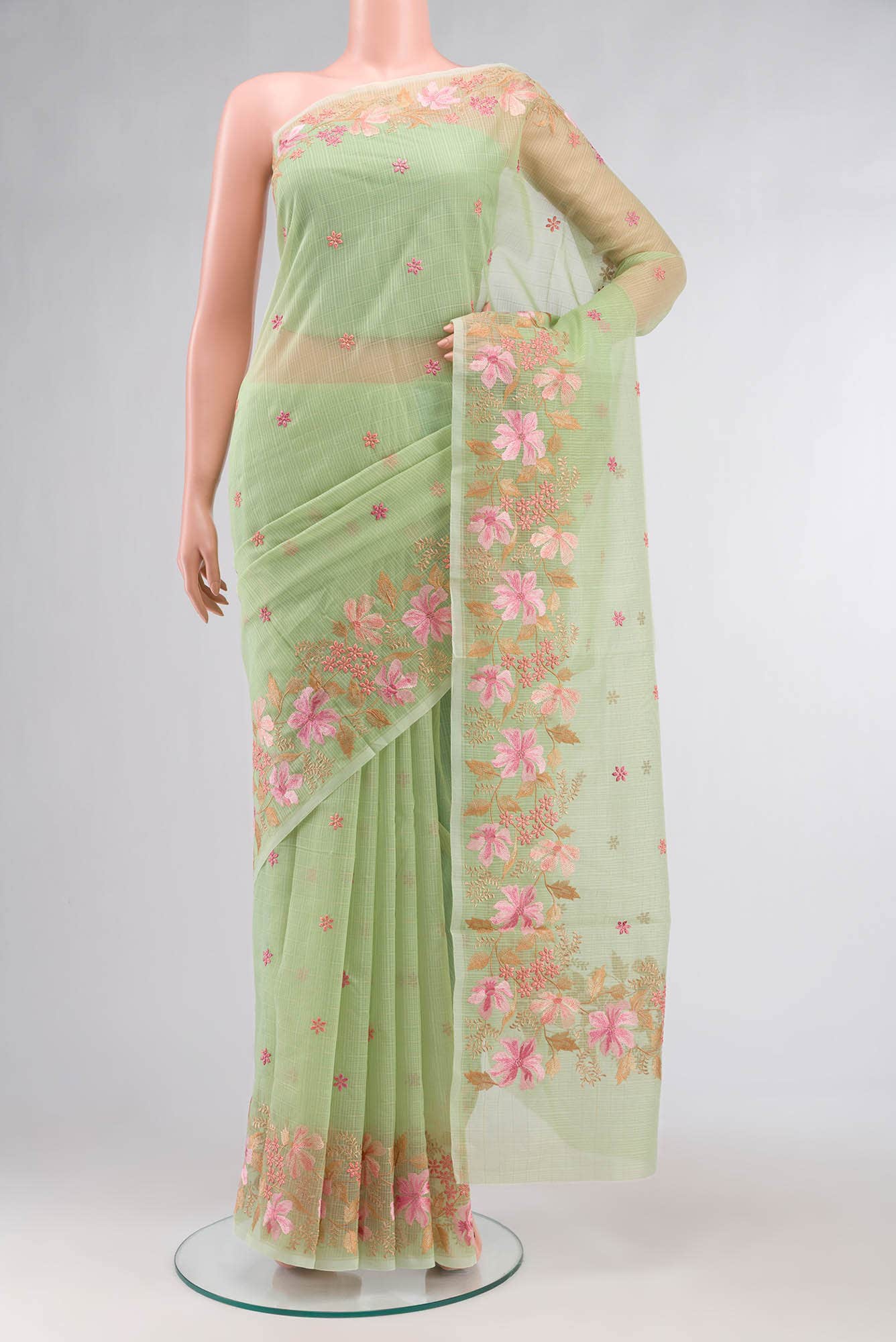 Green Blended Kota Cotton Saree