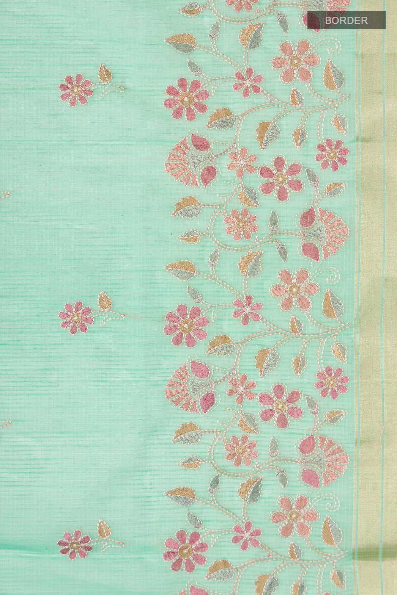 Green Blended Kota Cotton Saree