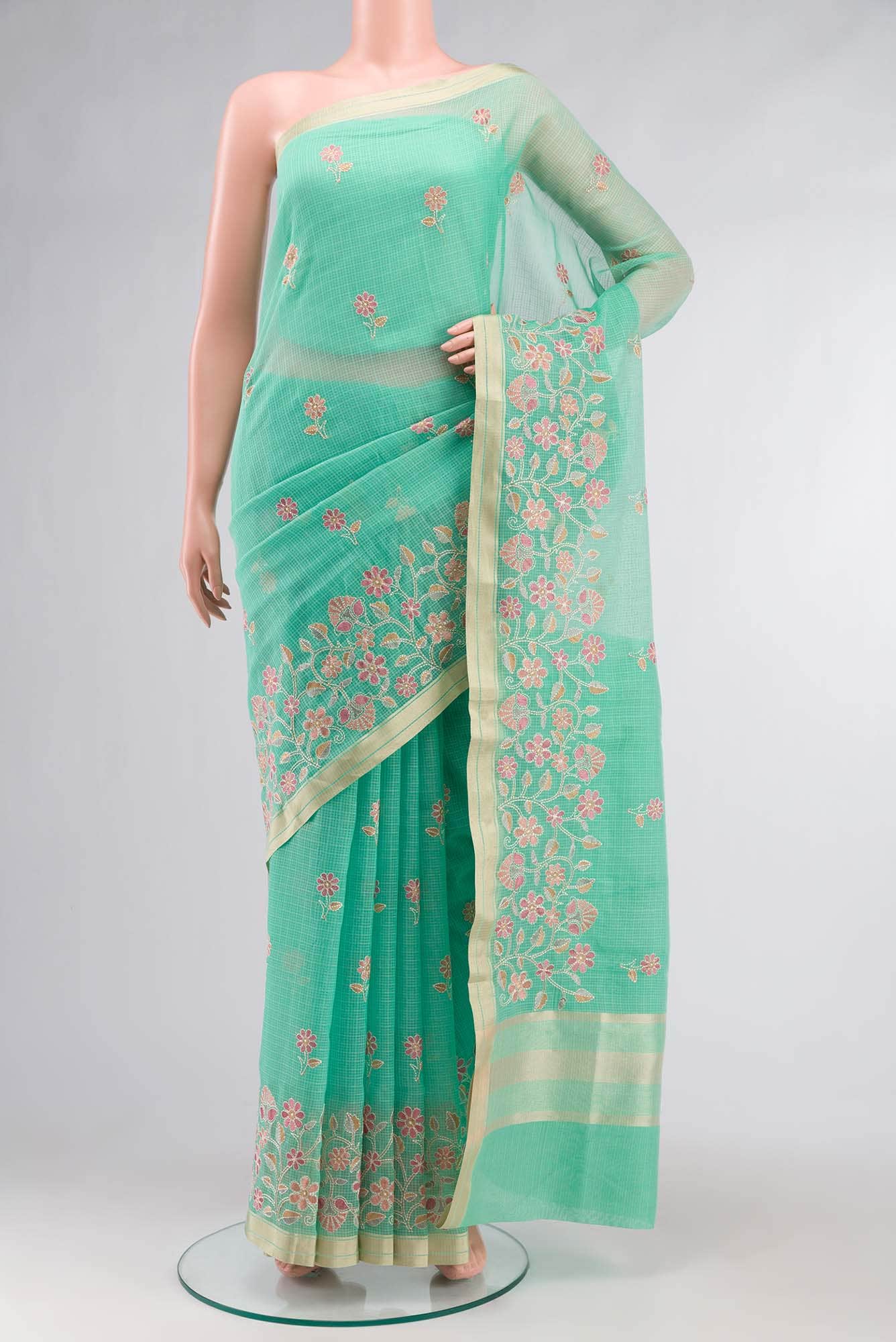 Green Blended Kota Cotton Saree
