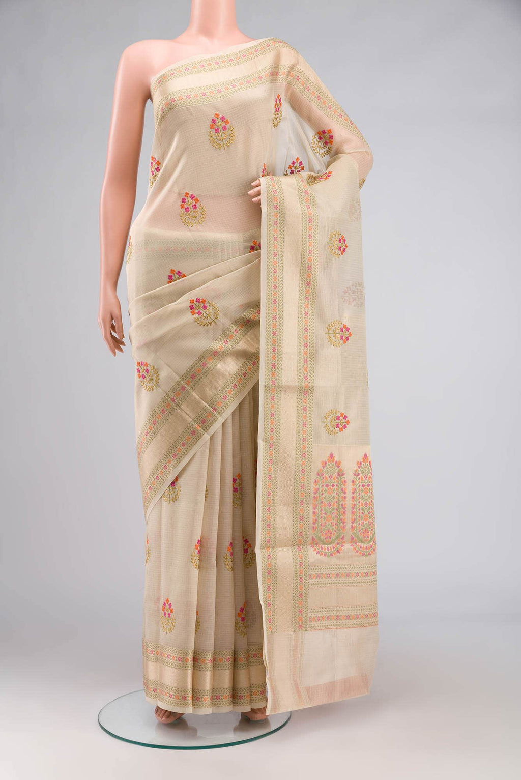 Beige Blended Kota Cotton Saree