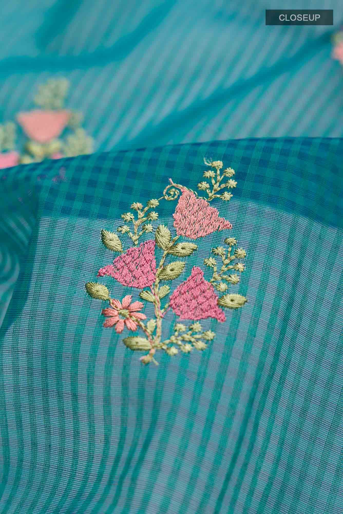 Green Blended Kota Cotton Saree