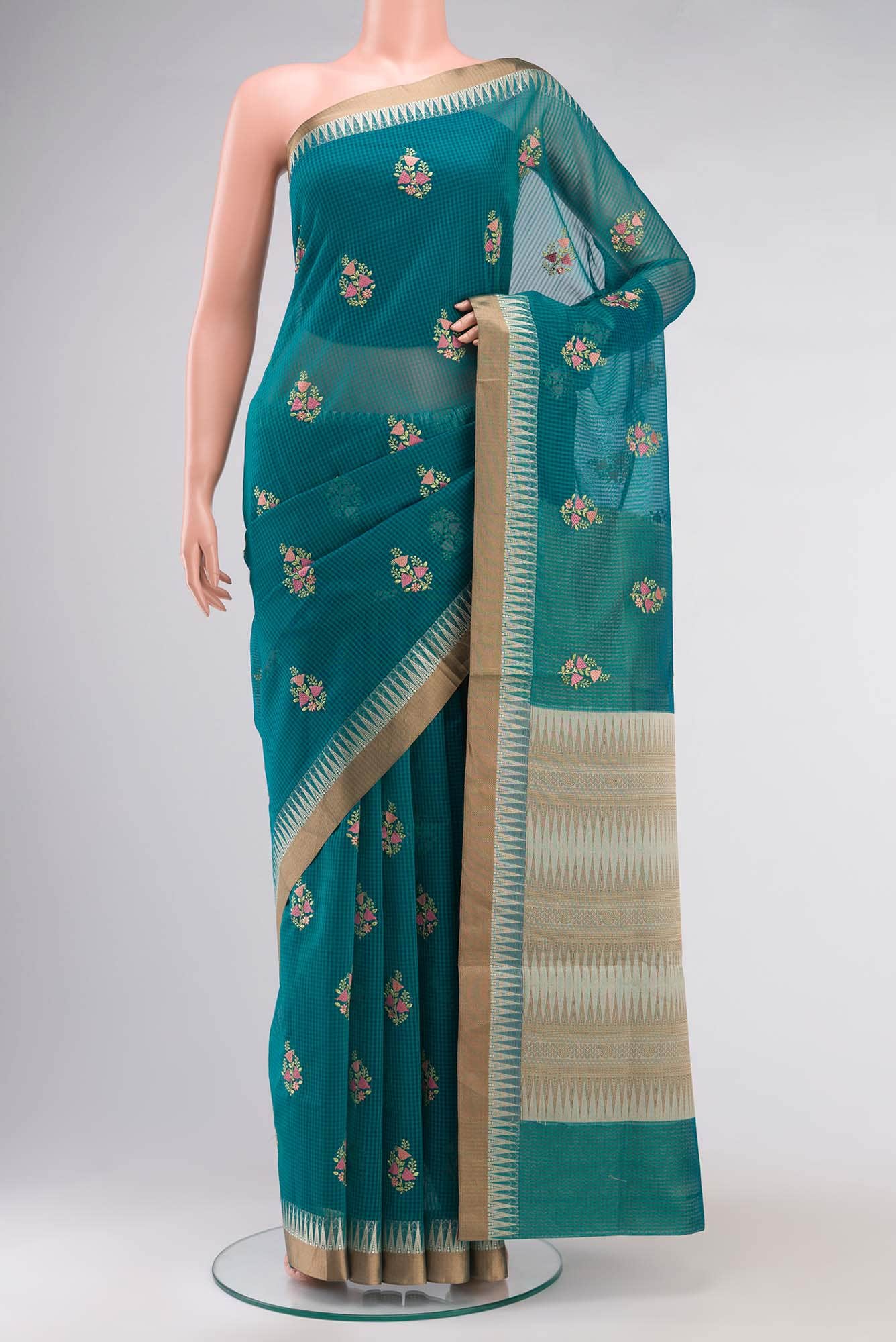 Green Blended Kota Cotton Saree