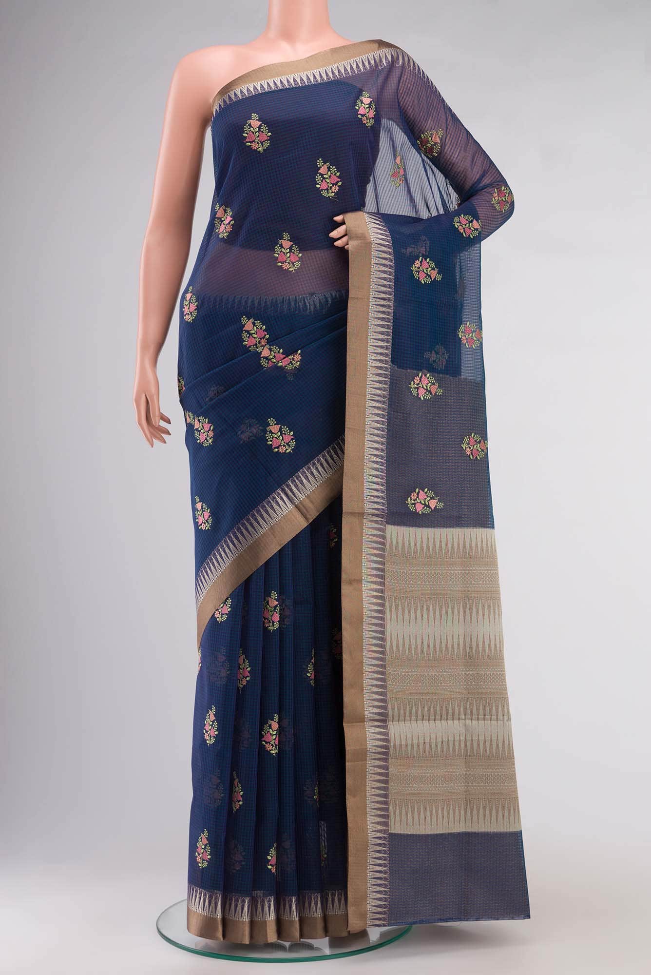 Blue Blended Kota Cotton Saree