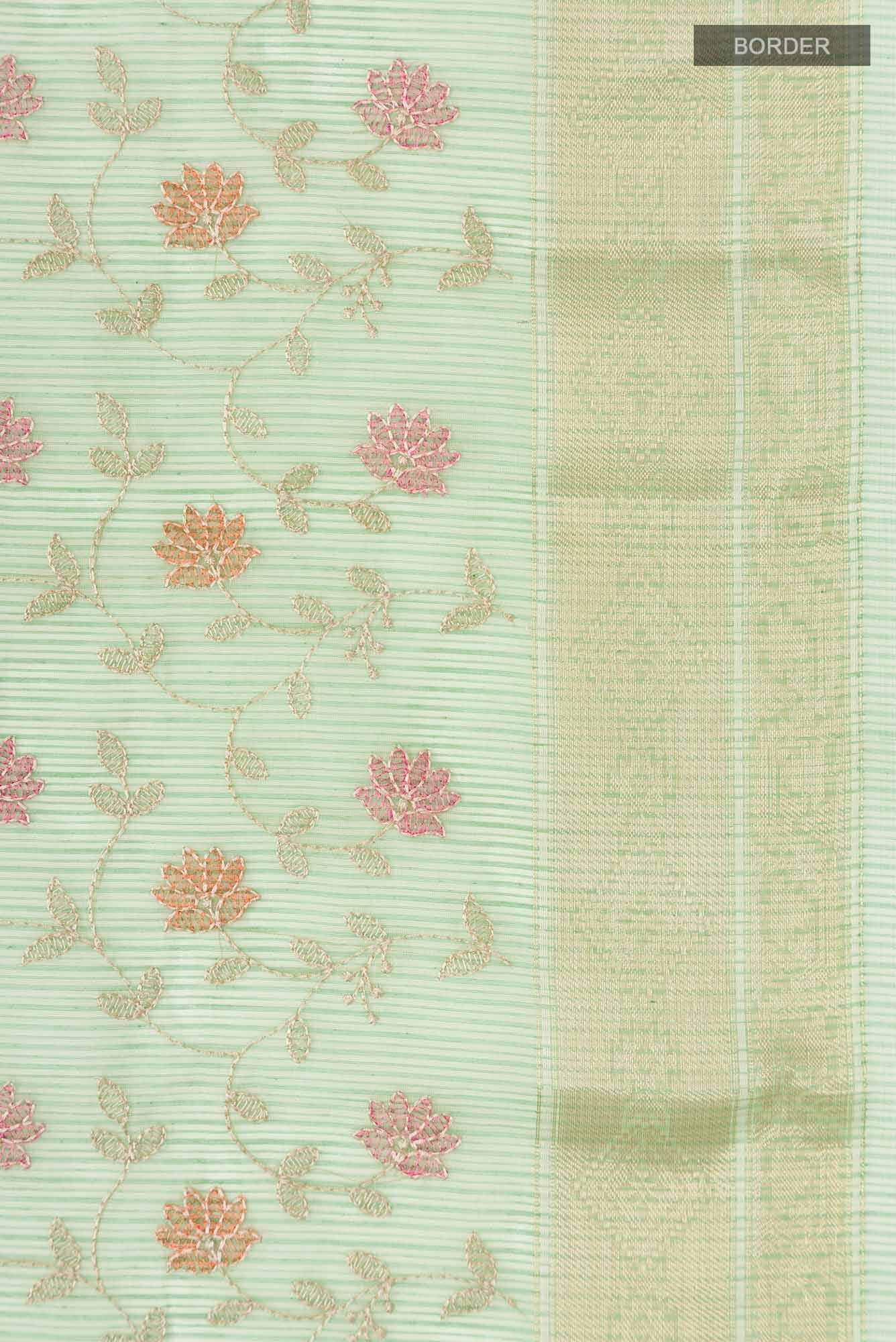 Green Blended Kota Cotton Saree