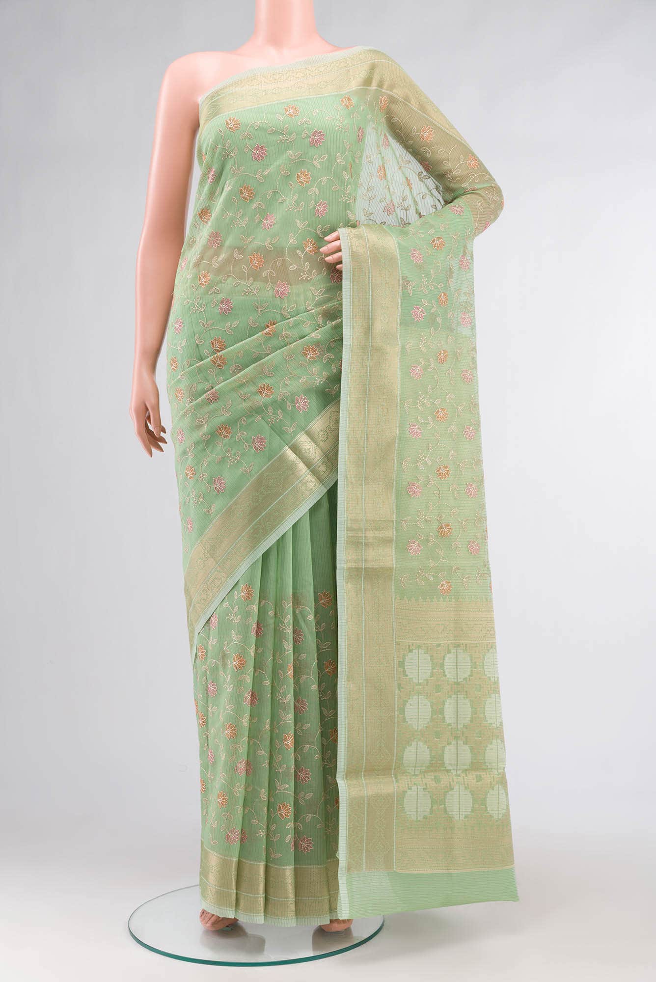 Green Blended Kota Cotton Saree