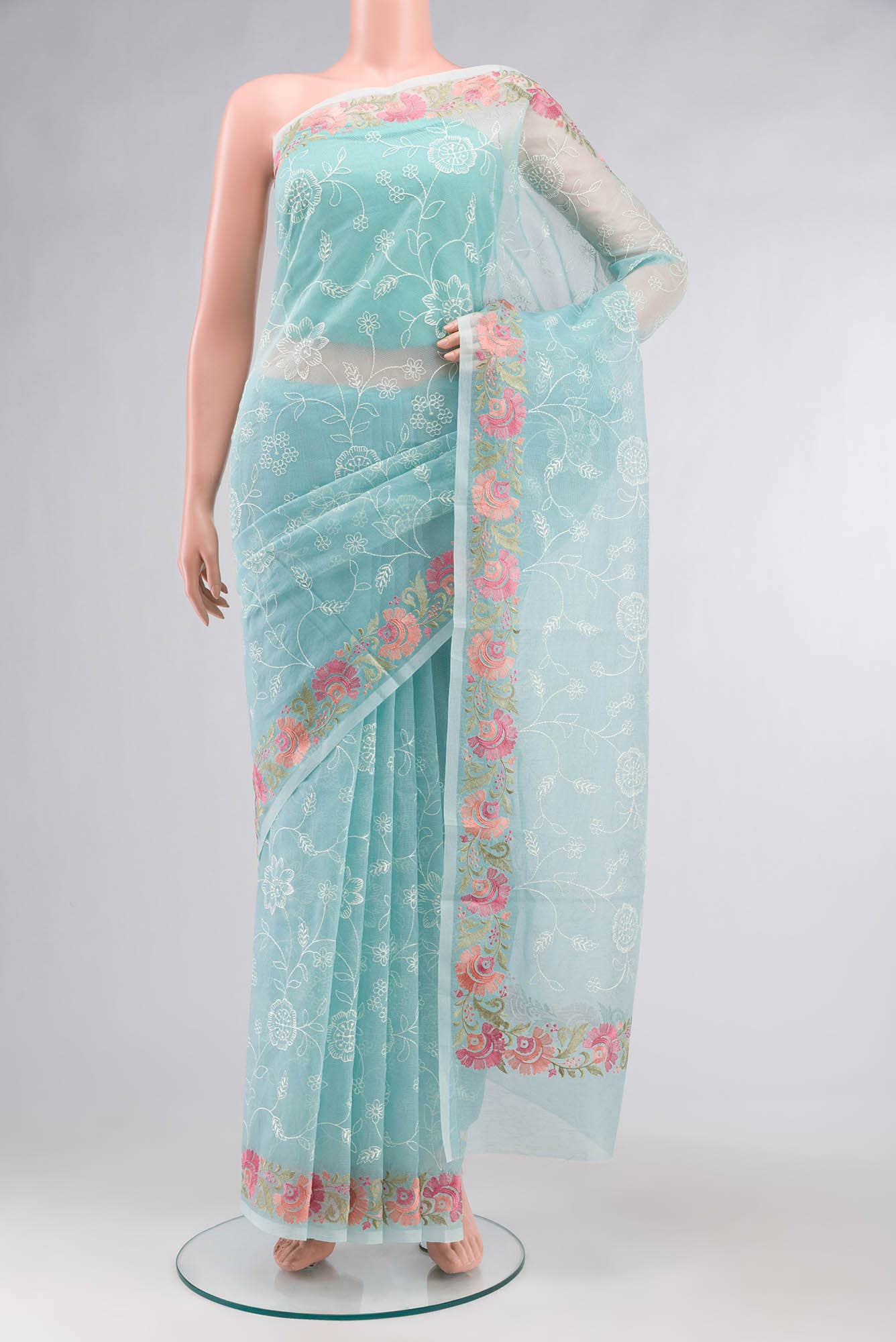 Blue Blended Kota Cotton Saree