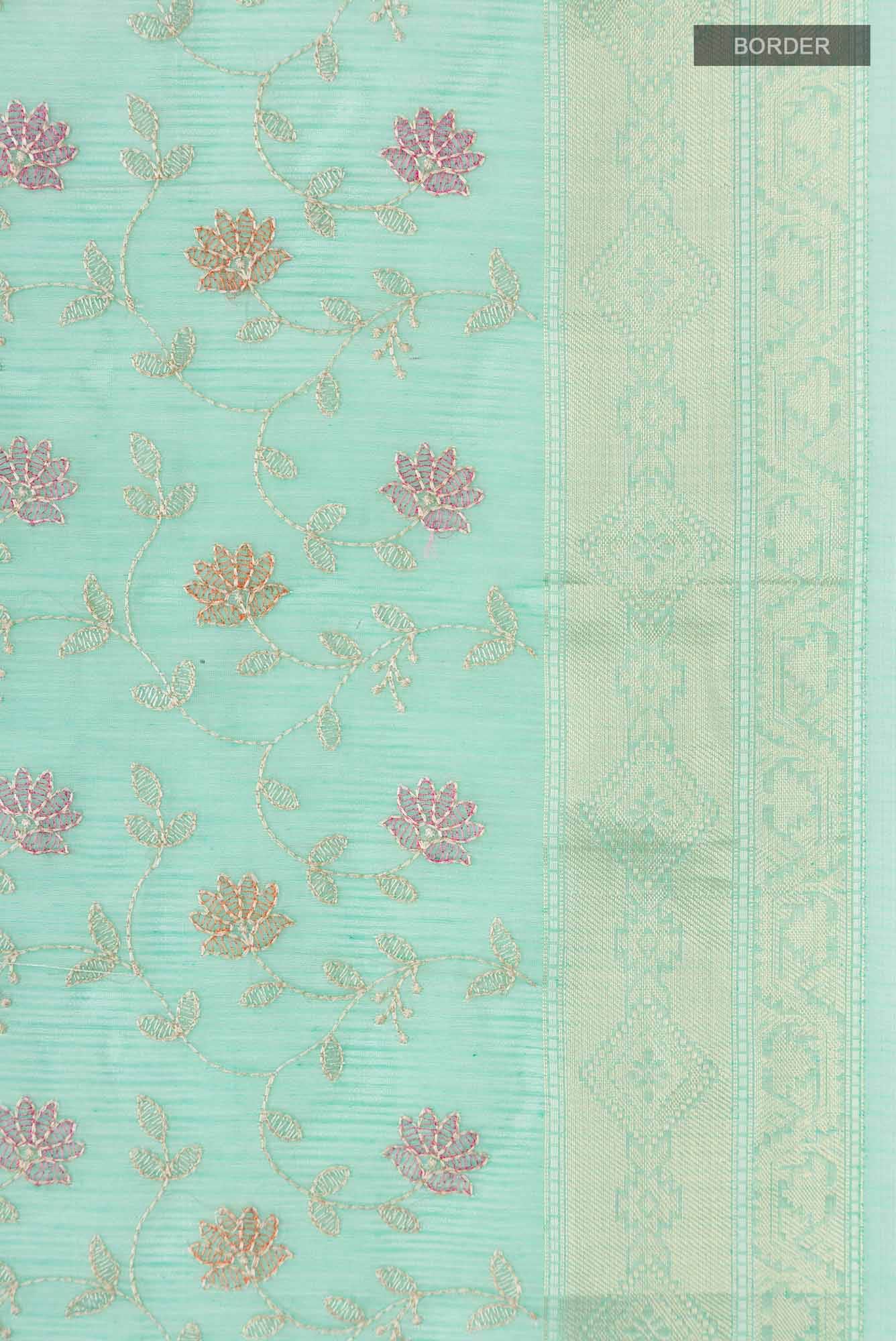 Green Blended Kota Cotton Saree