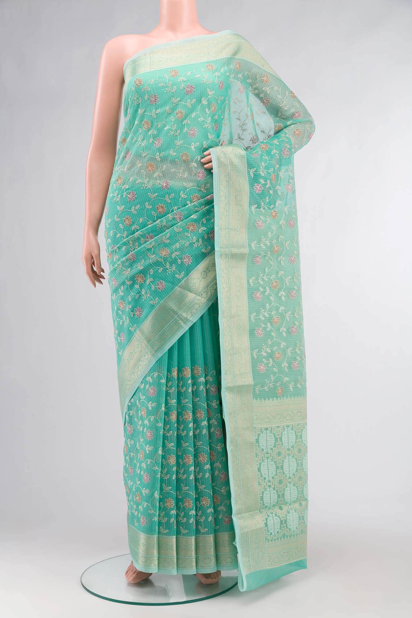 Green Blended Kota Cotton Saree