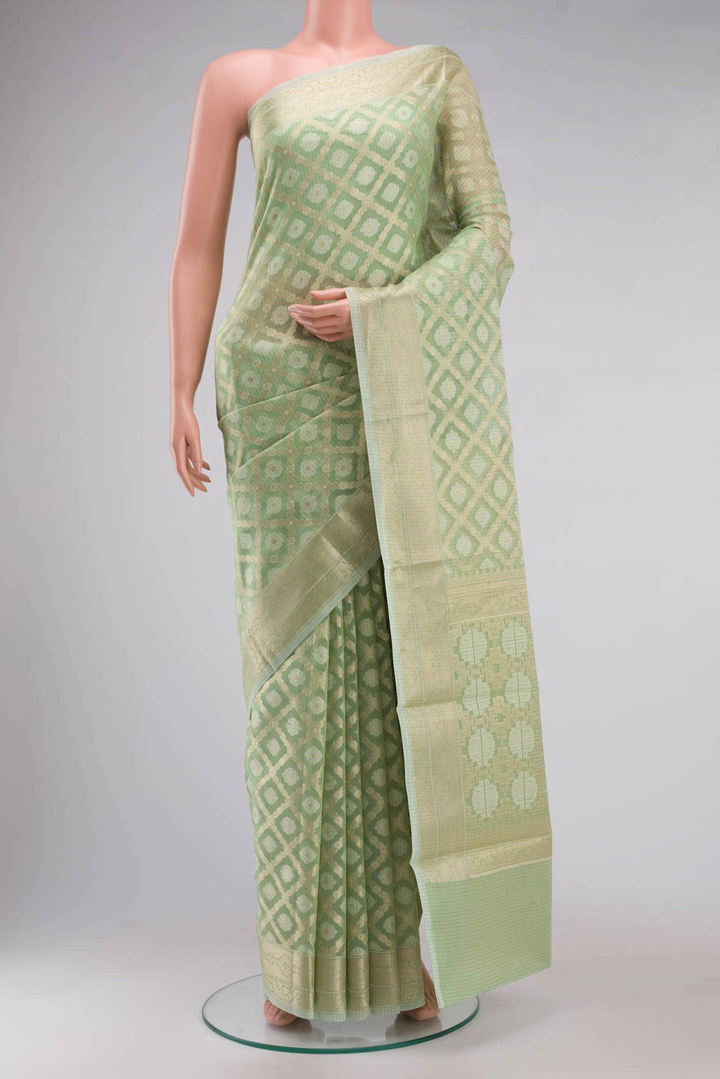 Green Blended Kota Cotton Saree