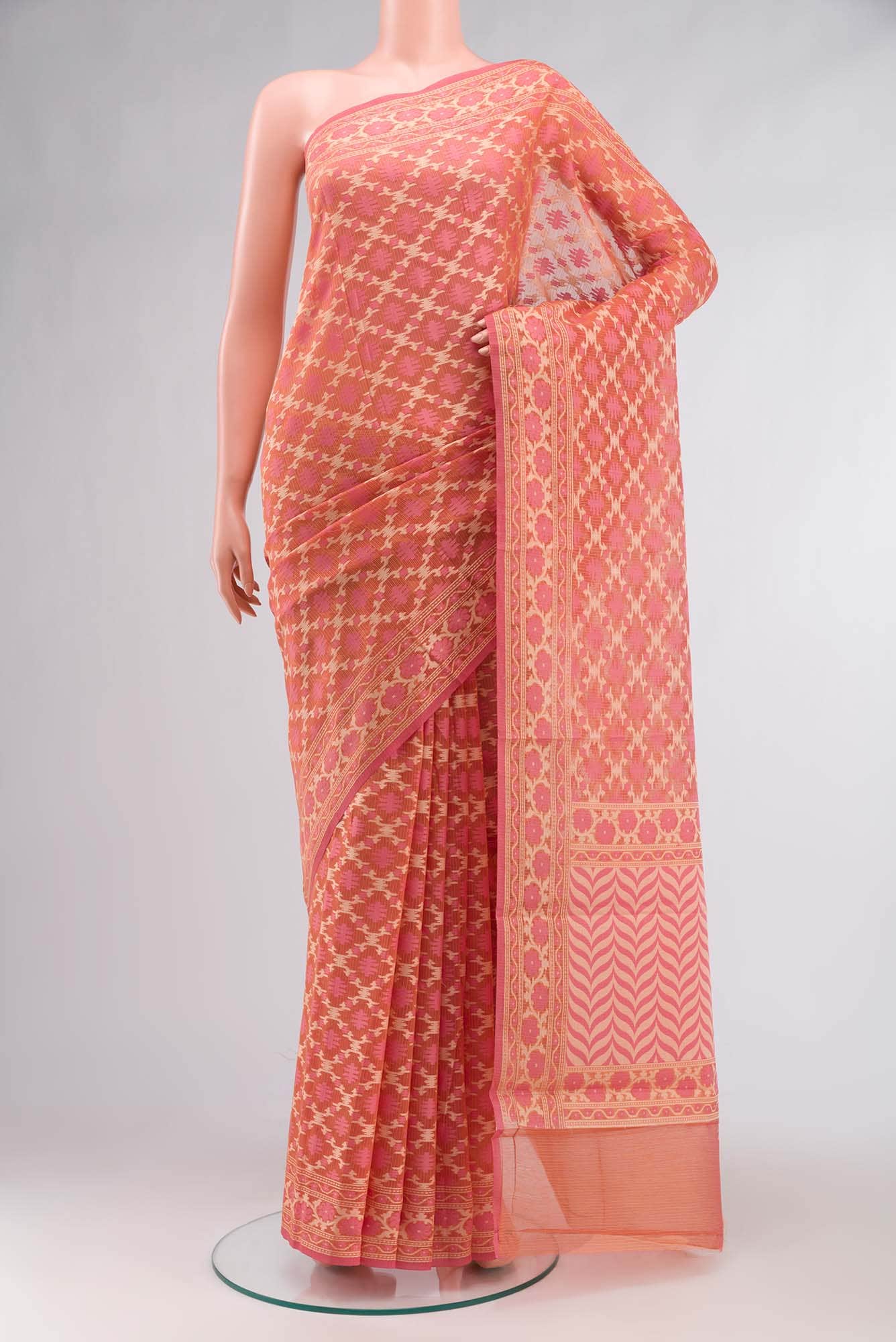 Orange Blended Kota Cotton Saree