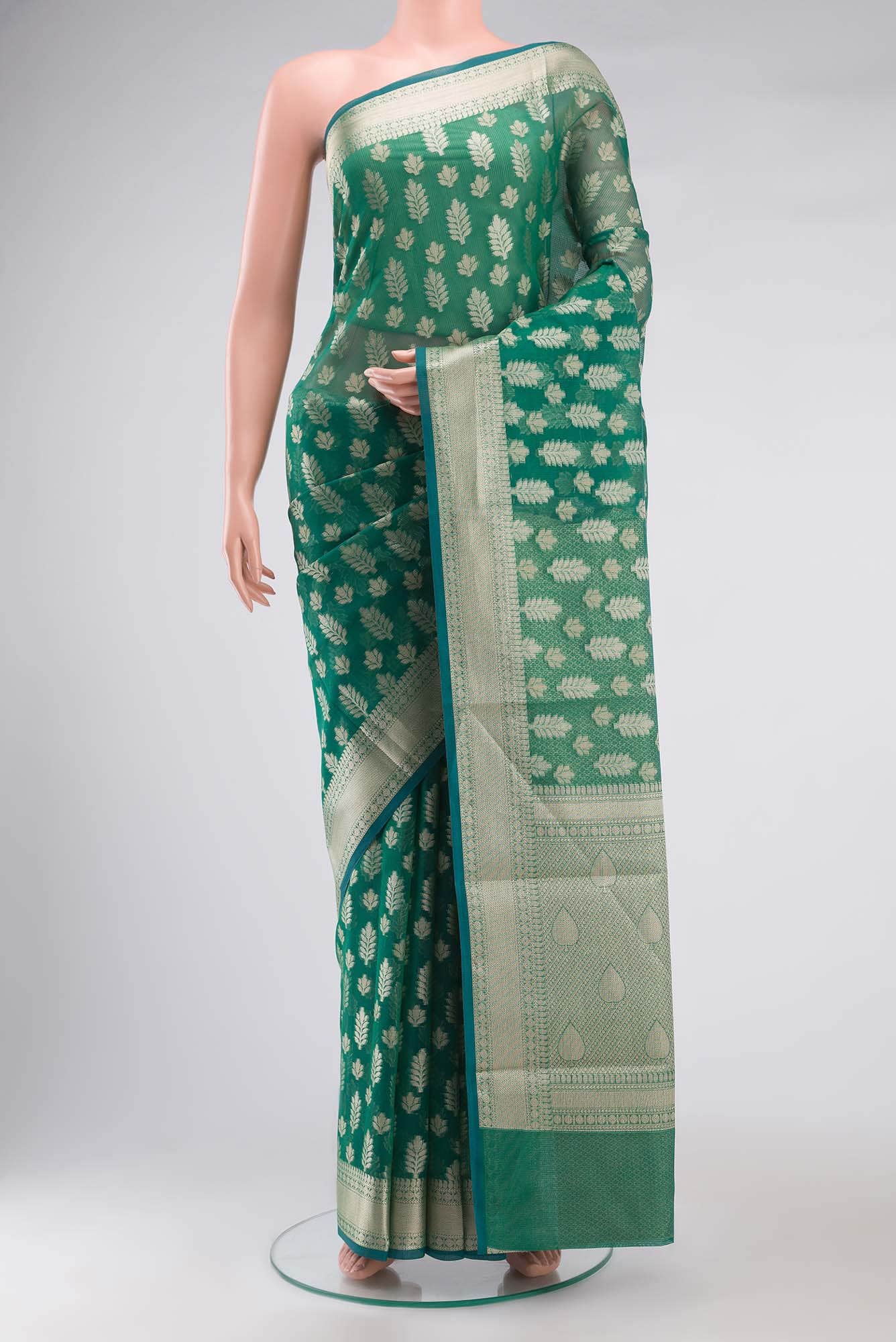 Green Blended Kota Cotton Saree