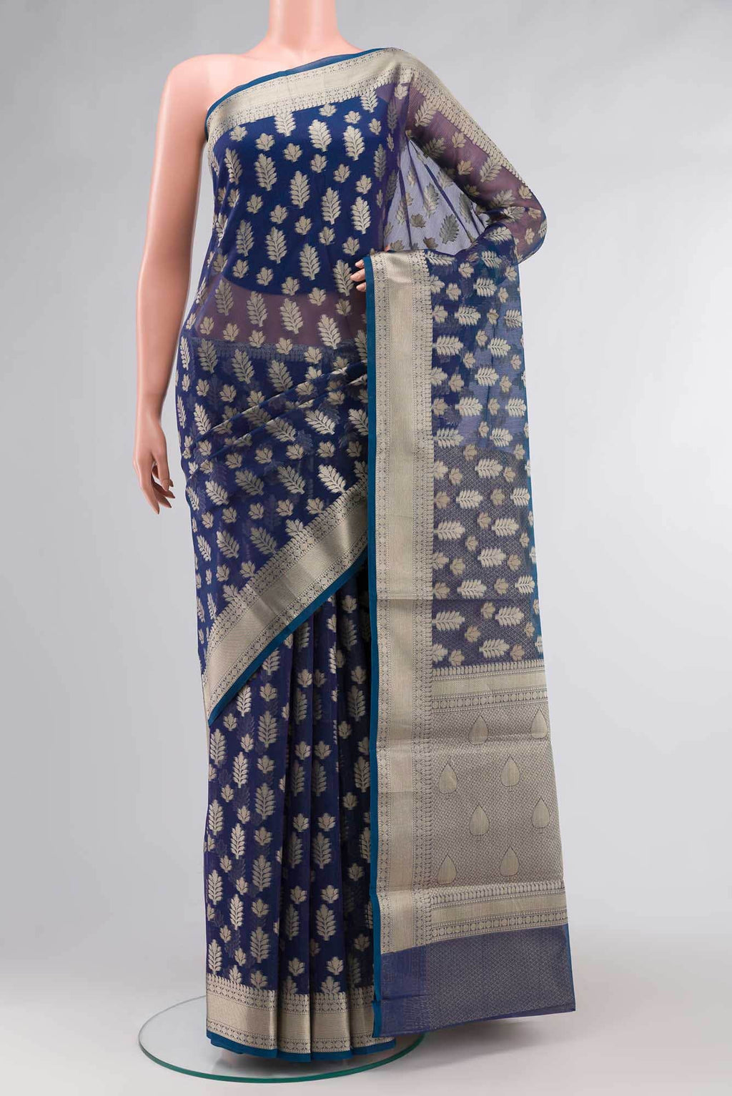 Blue Blended Kota Cotton Saree