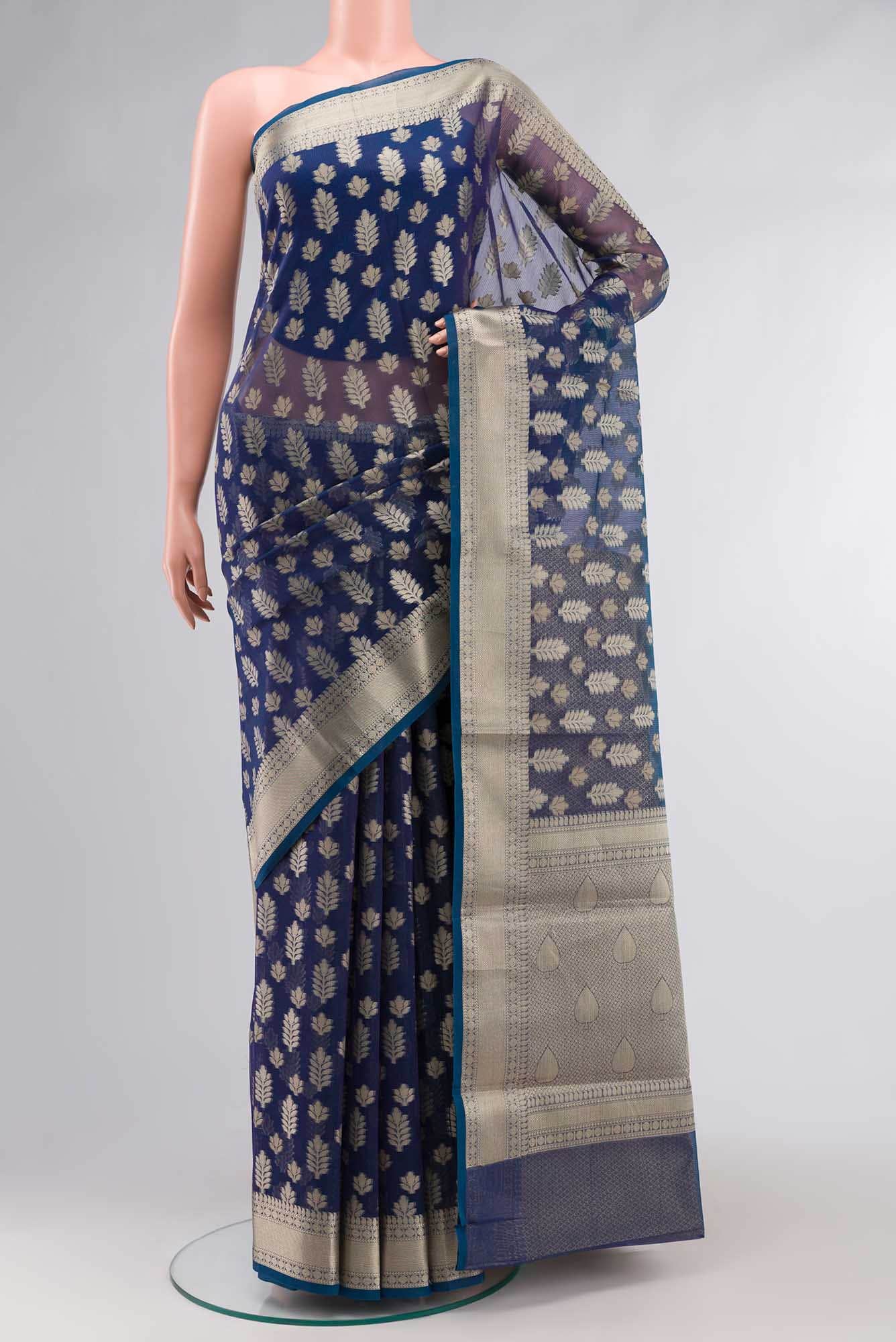 Blue Blended Kota Cotton Saree