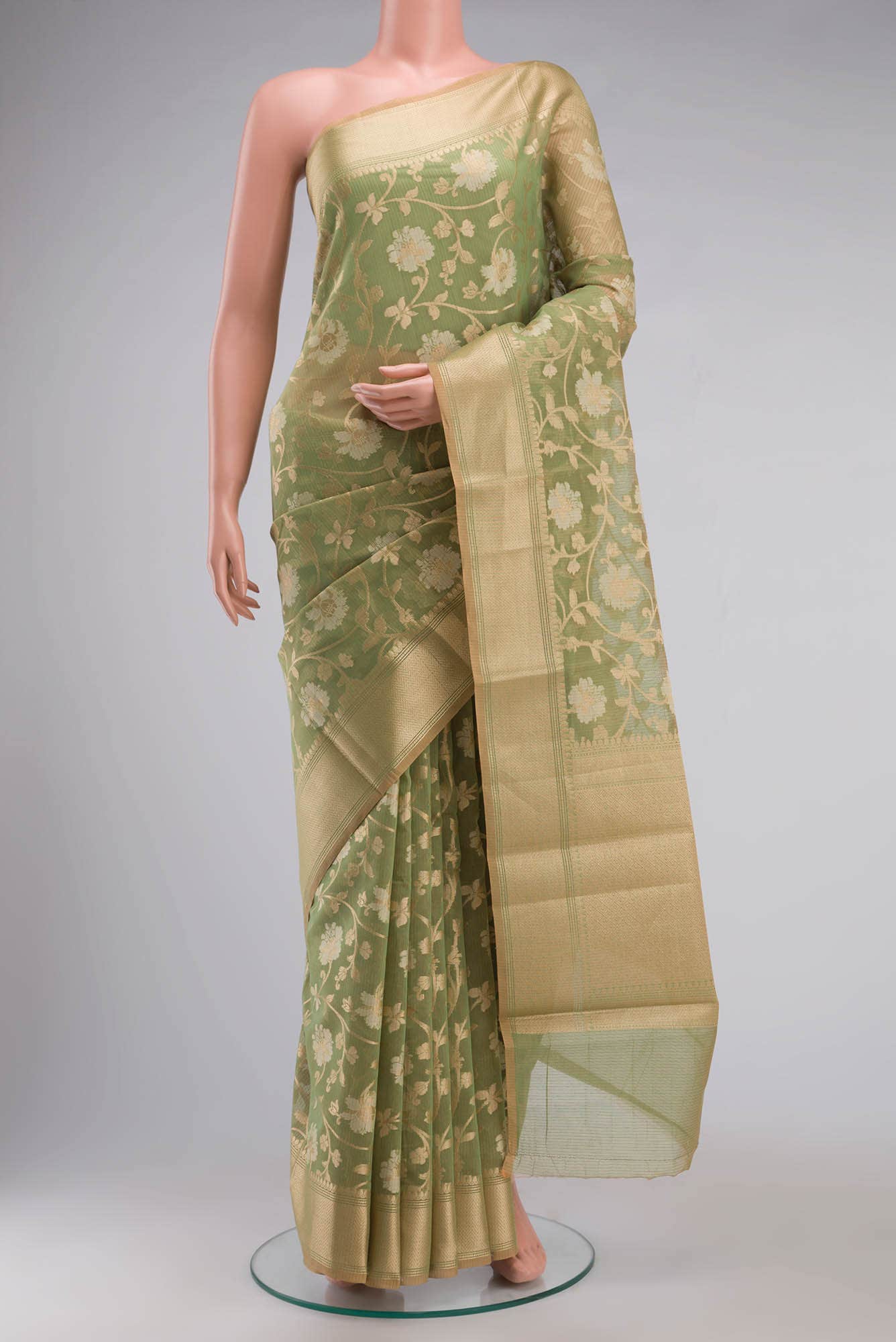 Green Blended Kota Cotton Saree
