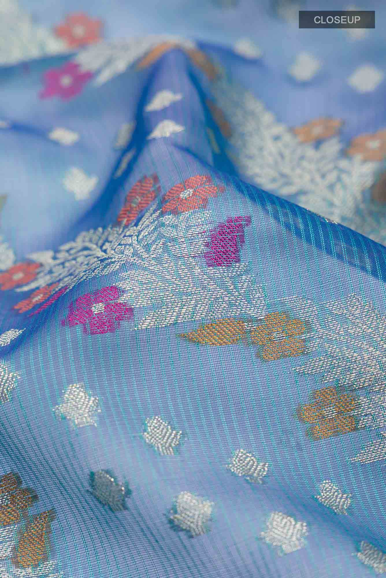 Blue Blended Kota Cotton Saree