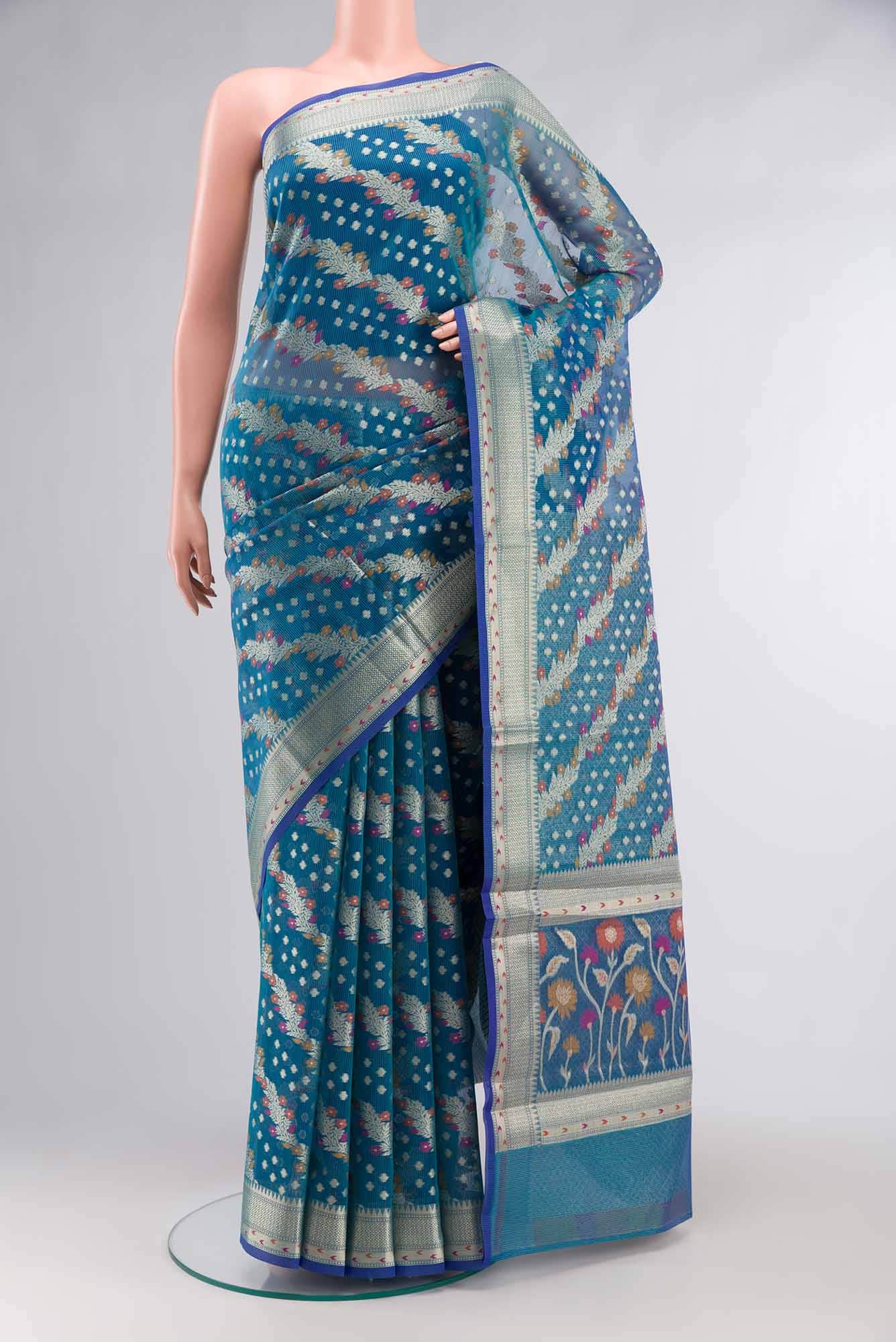 Blue Blended Kota Cotton Saree