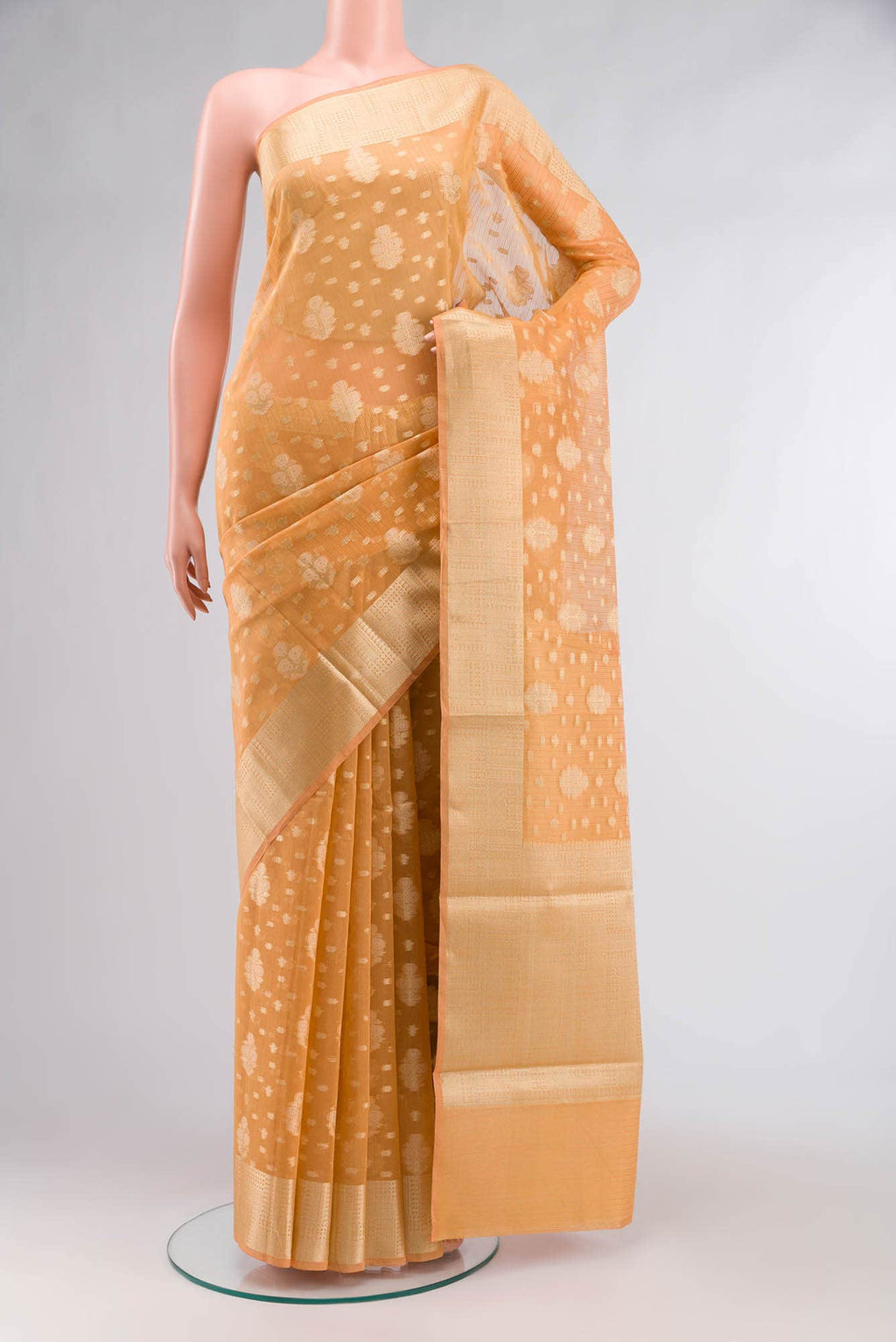 Orange Blended Kota Cotton Saree