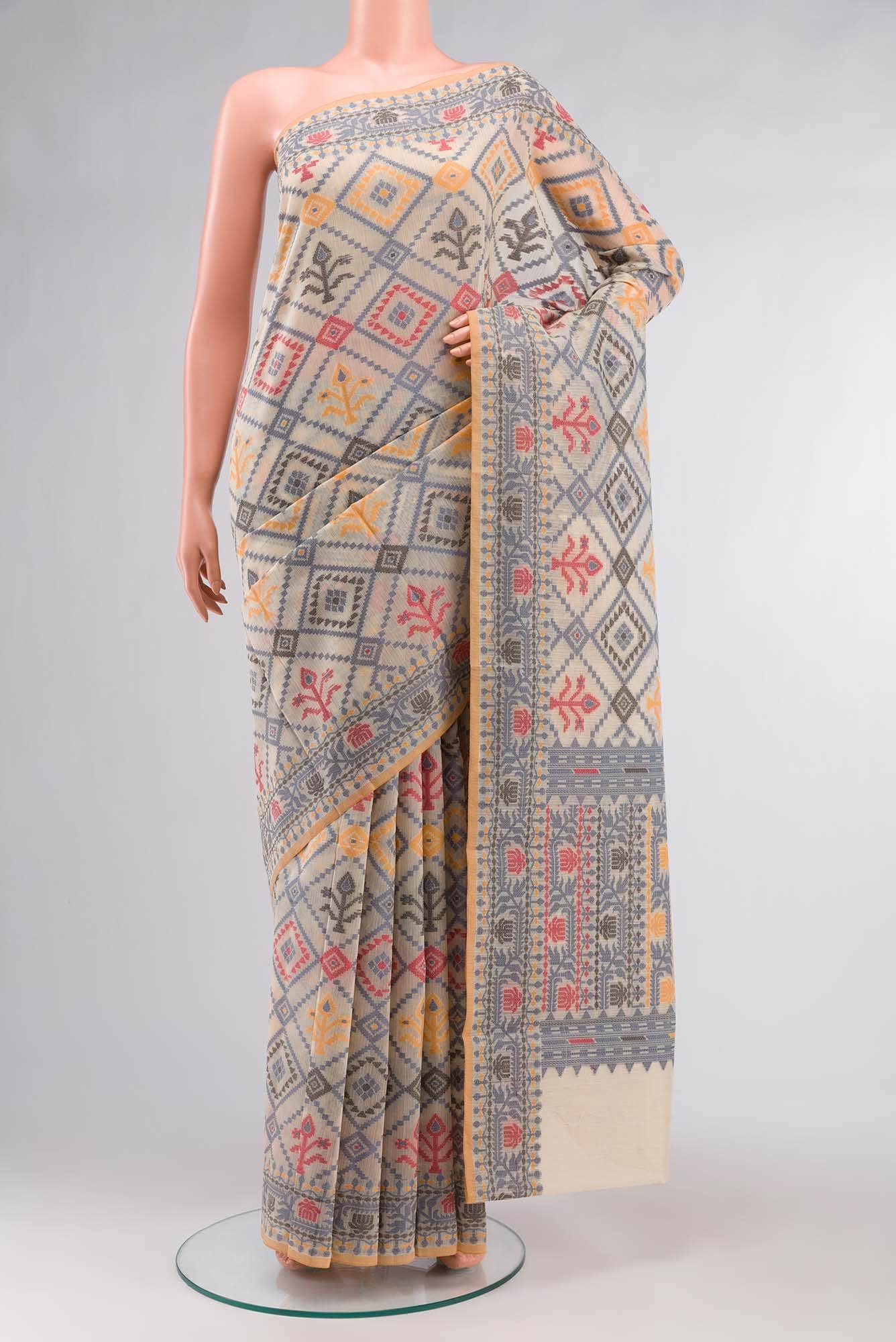 Beige Blended Kota Cotton Saree