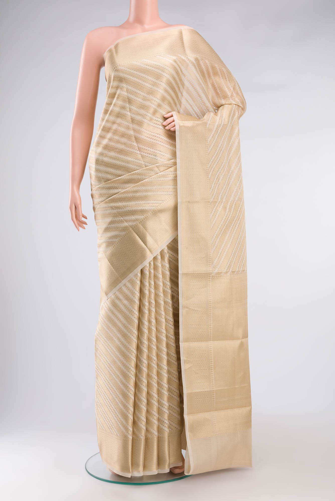 Beige Blended Kota Cotton Saree