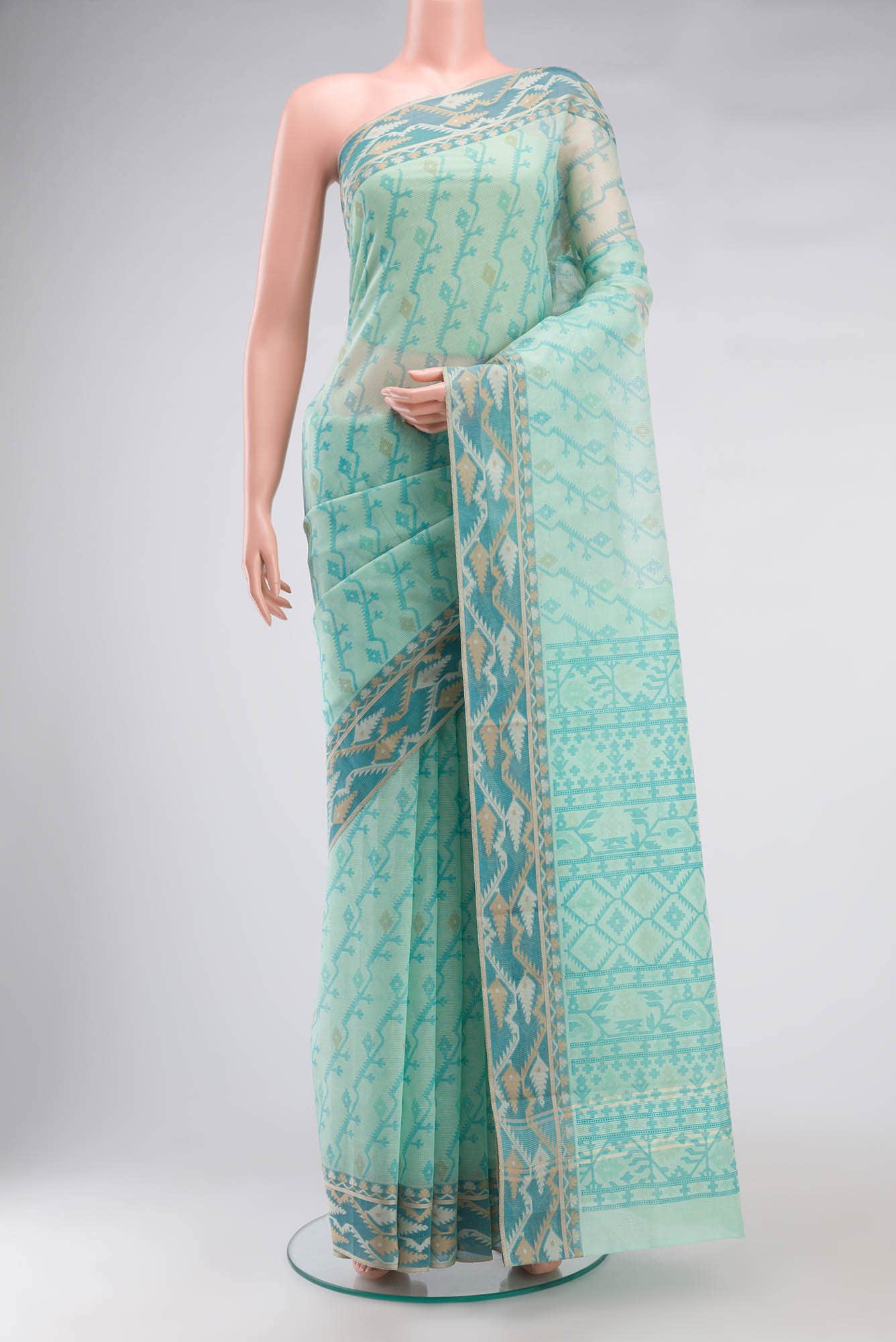 Green Blended Kota Cotton Saree